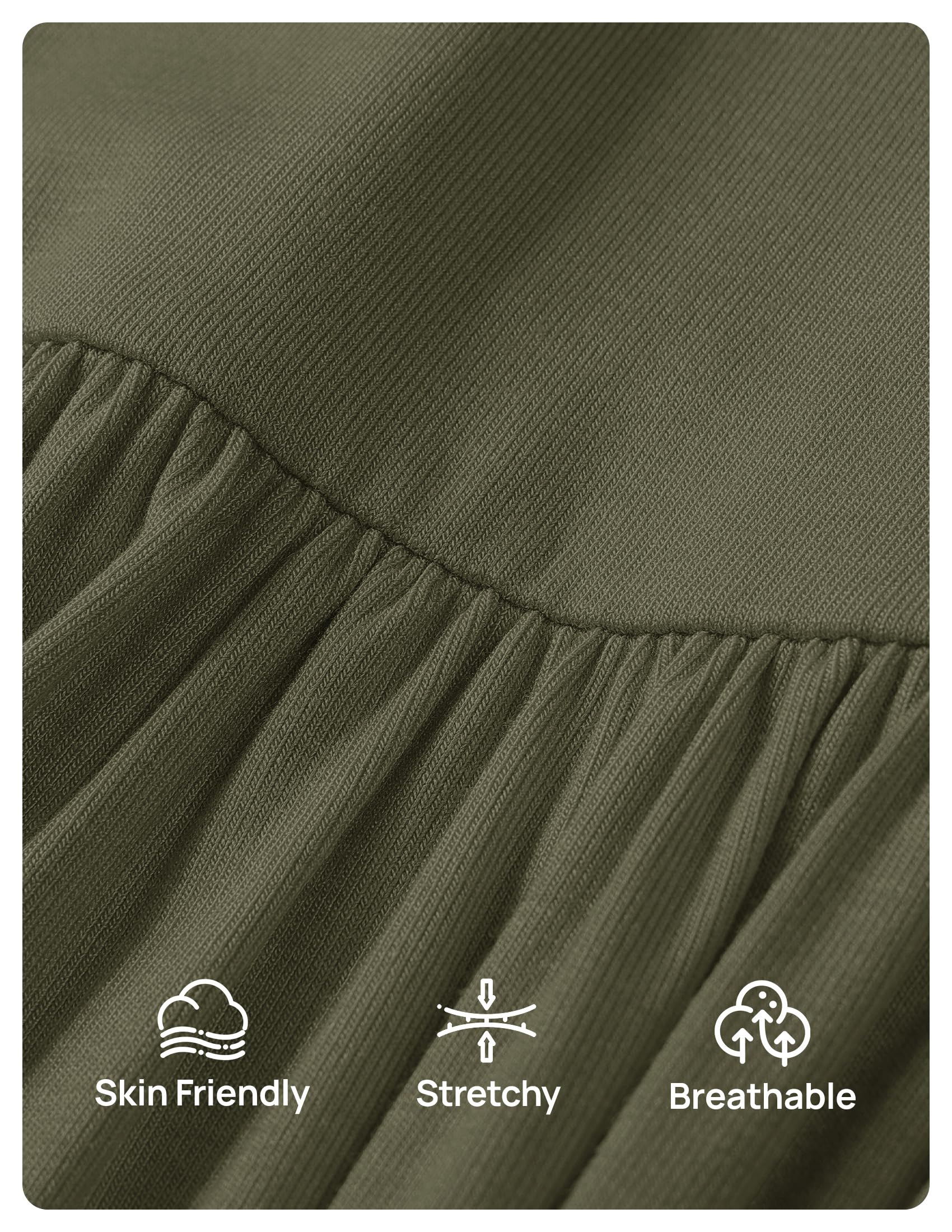 Foto 6 | Vestido Largo Zesica 2025 Con Hombros Descubiertos, Casual, De Verano, Verde Militar - Venta Internacional.