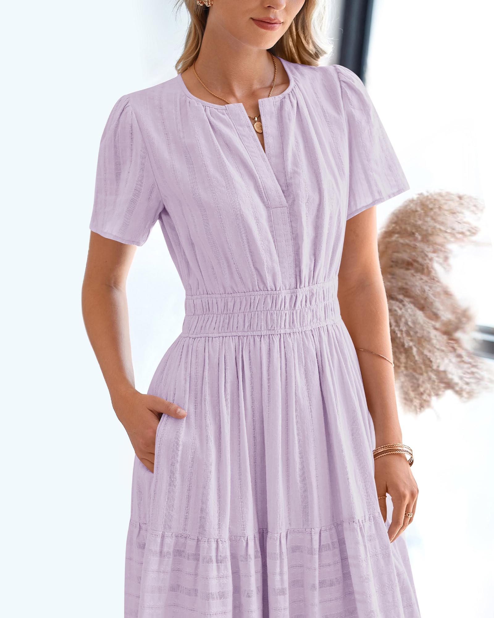 Foto 8 pulgar | Vestido Casual Btfbm Para Mujer, Verano 2025, Cuello En V Y Cintura Elástica - Venta Internacional.