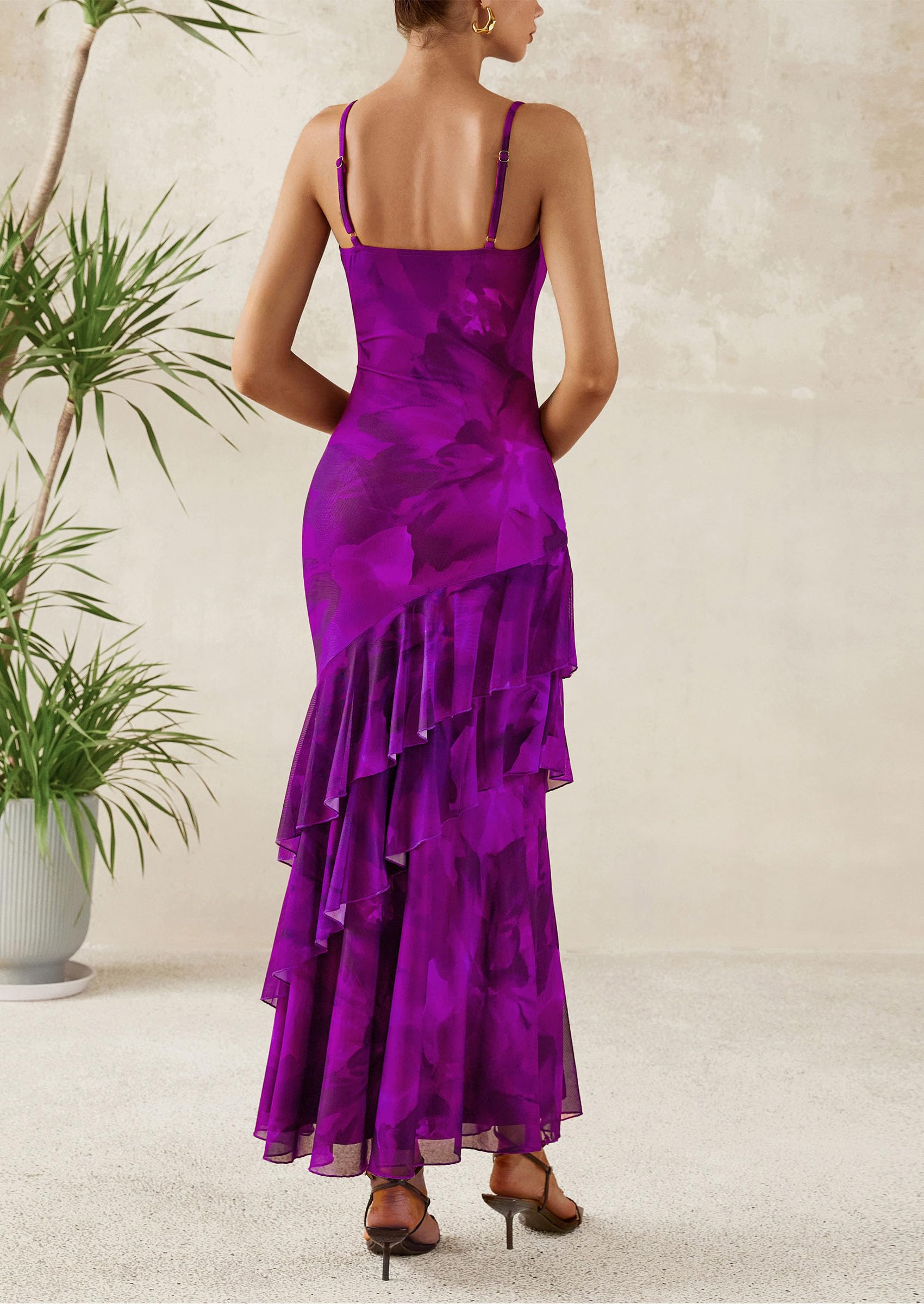 Foto 3 pulgar | Vestido Largo Prettygarden 2025 Con Estampado Floral De Verano Morado - Venta Internacional.