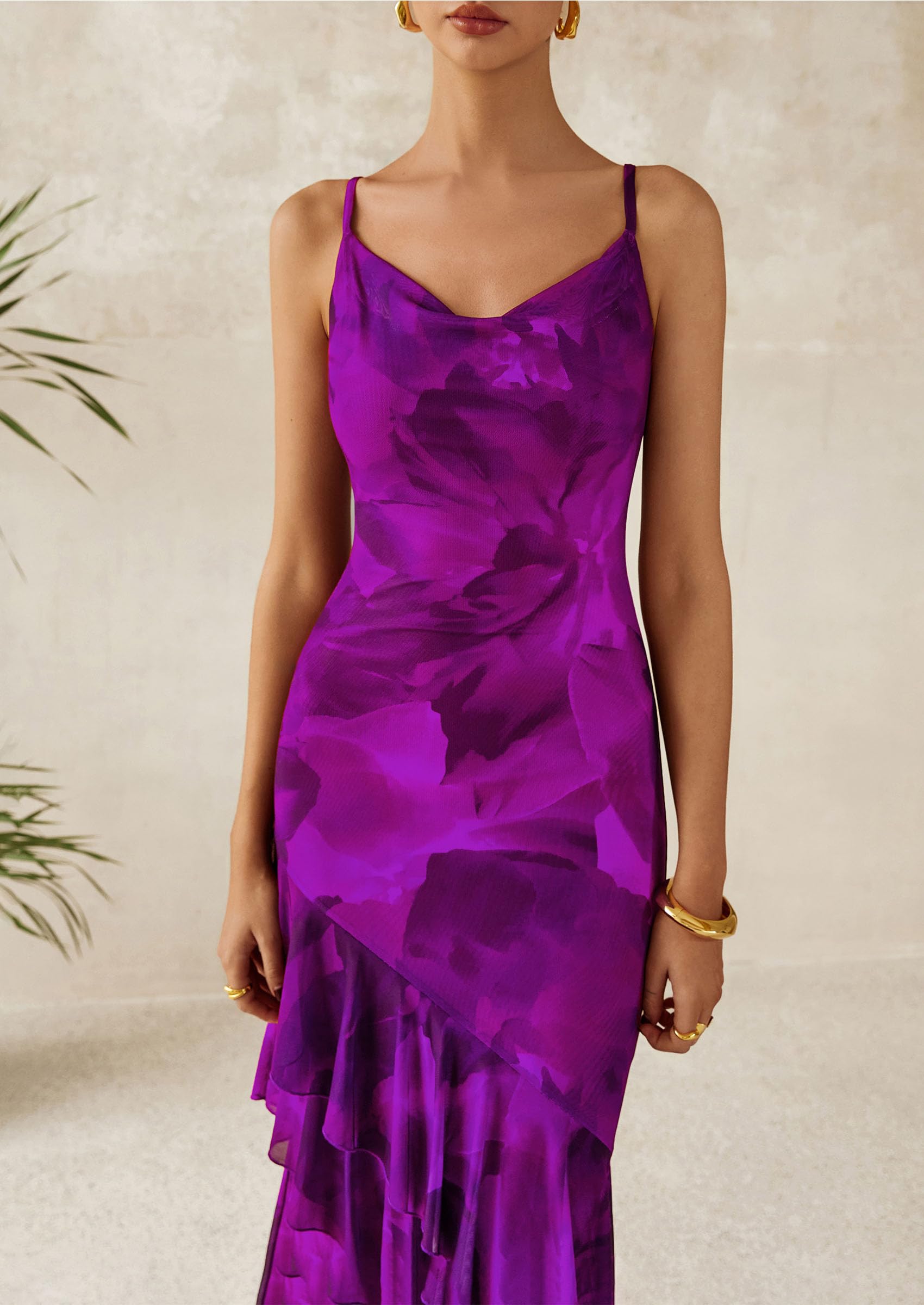 Foto 8 pulgar | Vestido Largo Prettygarden 2025 Con Estampado Floral De Verano Morado - Venta Internacional.