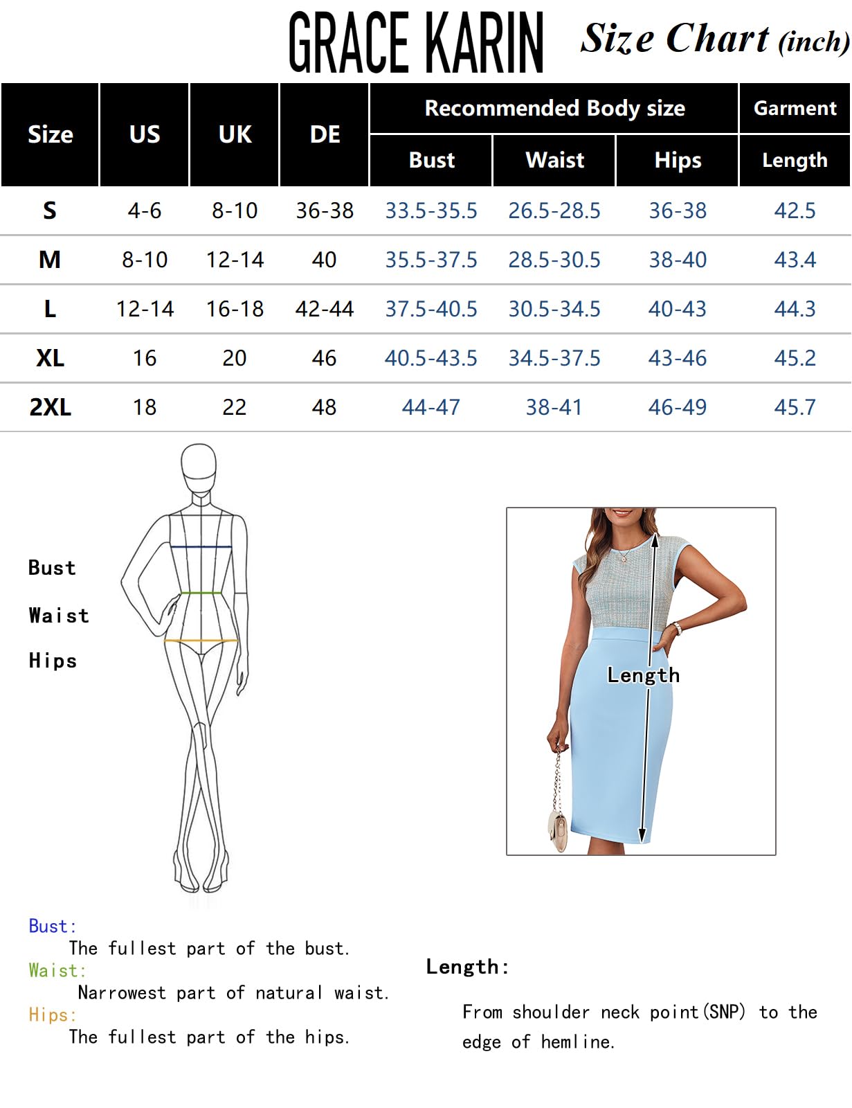 Foto 7 pulgar | Vestido Bodycon Grace Karin 2025 Spring Mujer Azul Claro M - Venta Internacional.