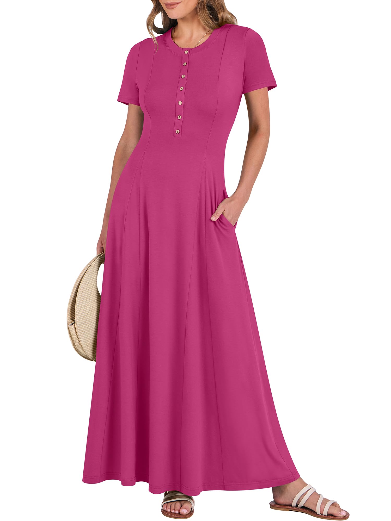 Foto 2 pulgar | Vestido Largo Anrabess Casual De Verano De Manga Corta Para Mujer - Venta Internacional.