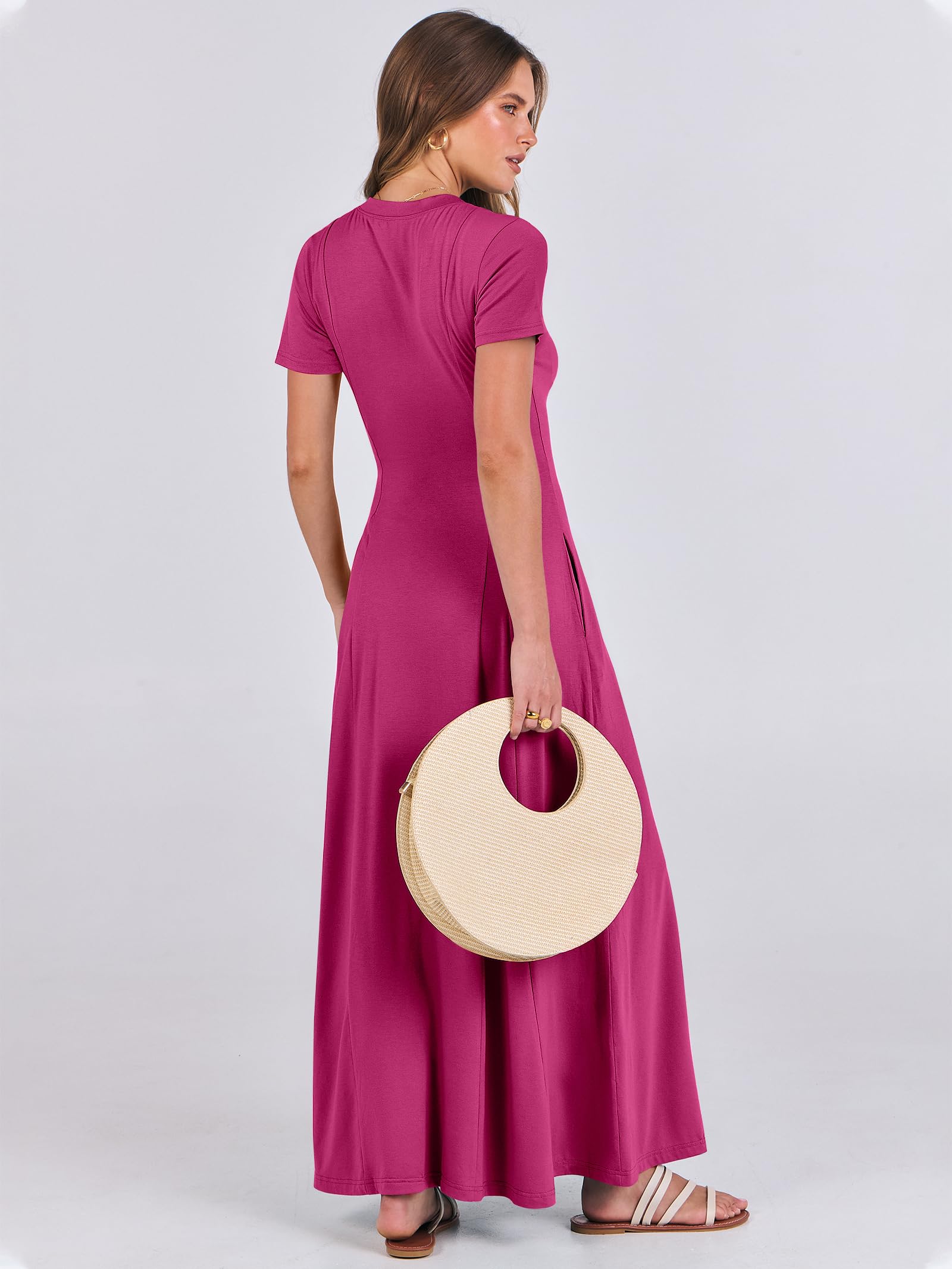 Foto 5 pulgar | Vestido Largo Anrabess Casual De Verano De Manga Corta Para Mujer - Venta Internacional.