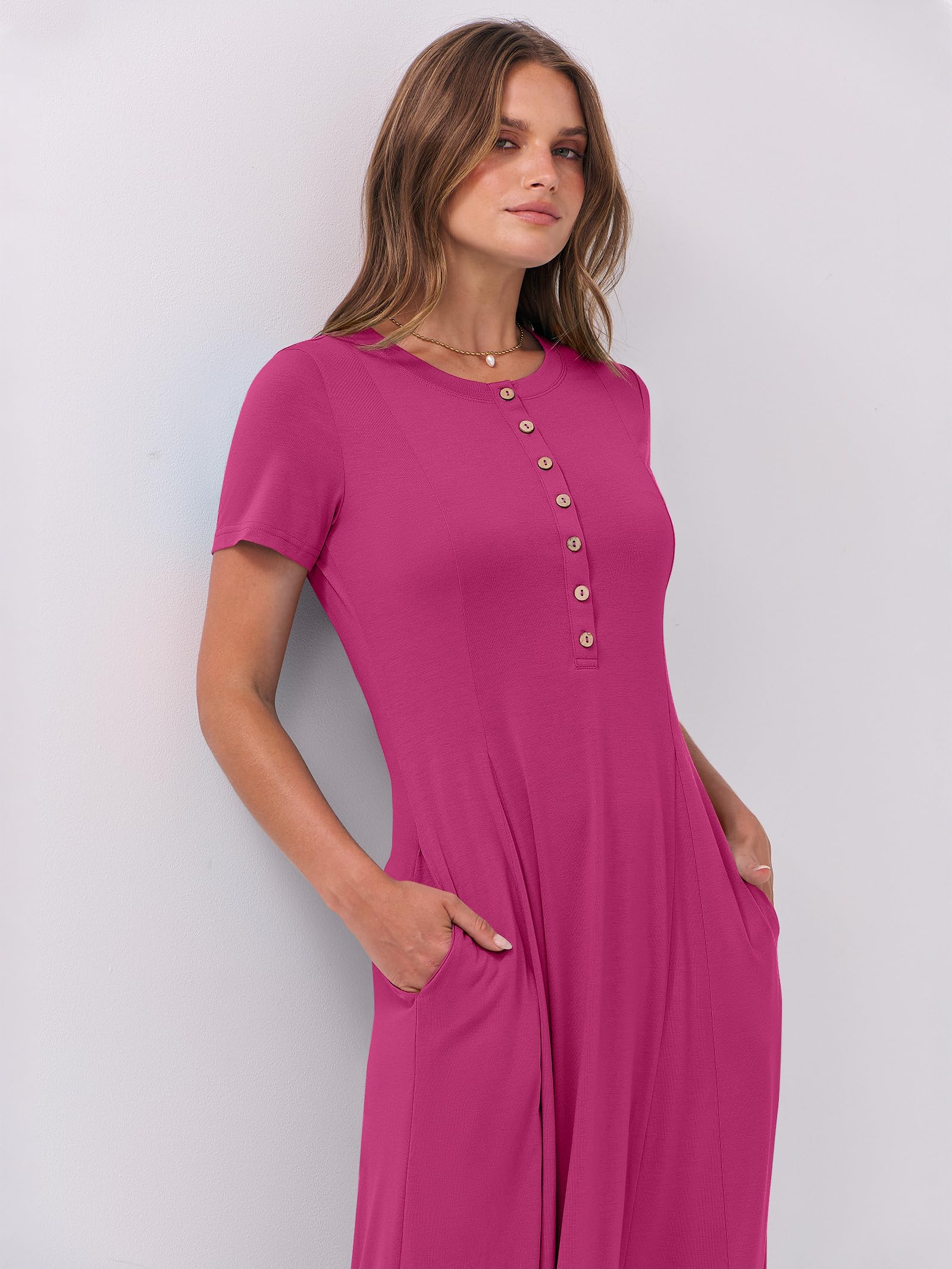 Foto 6 pulgar | Vestido Largo Anrabess Casual De Verano De Manga Corta Para Mujer - Venta Internacional.