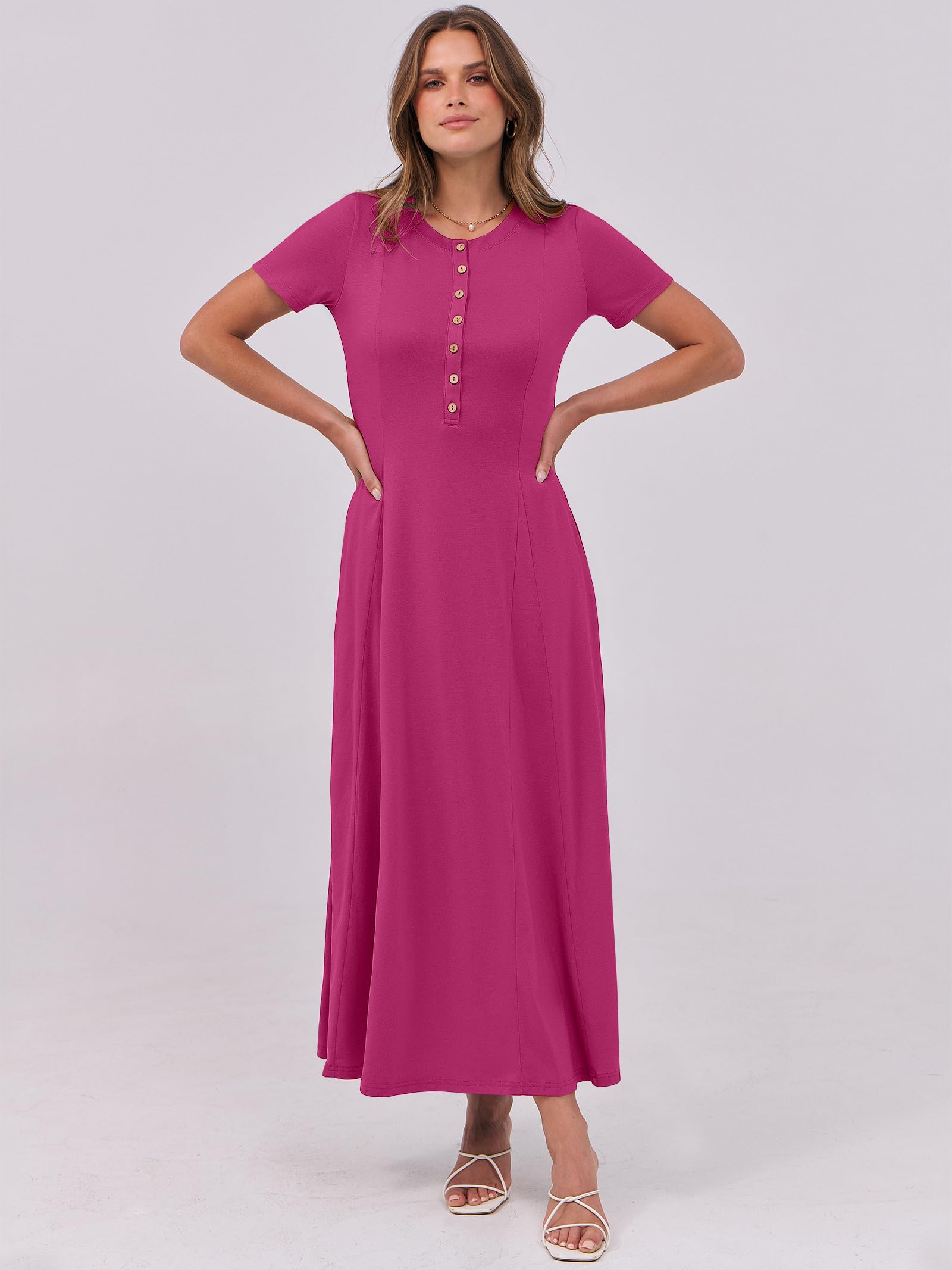 Foto 7 pulgar | Vestido Largo Anrabess Casual De Verano De Manga Corta Para Mujer - Venta Internacional.