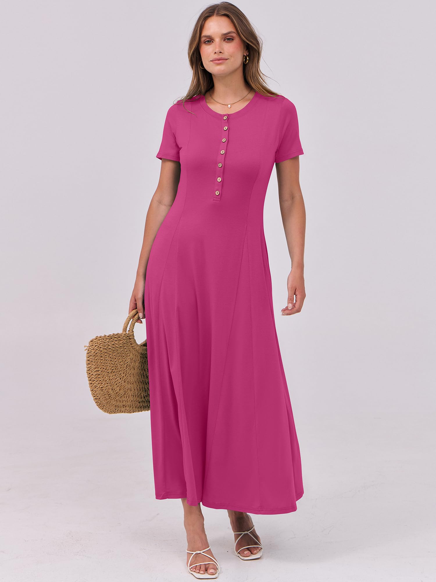 Foto 8 pulgar | Vestido Largo Anrabess Casual De Verano De Manga Corta Para Mujer - Venta Internacional.