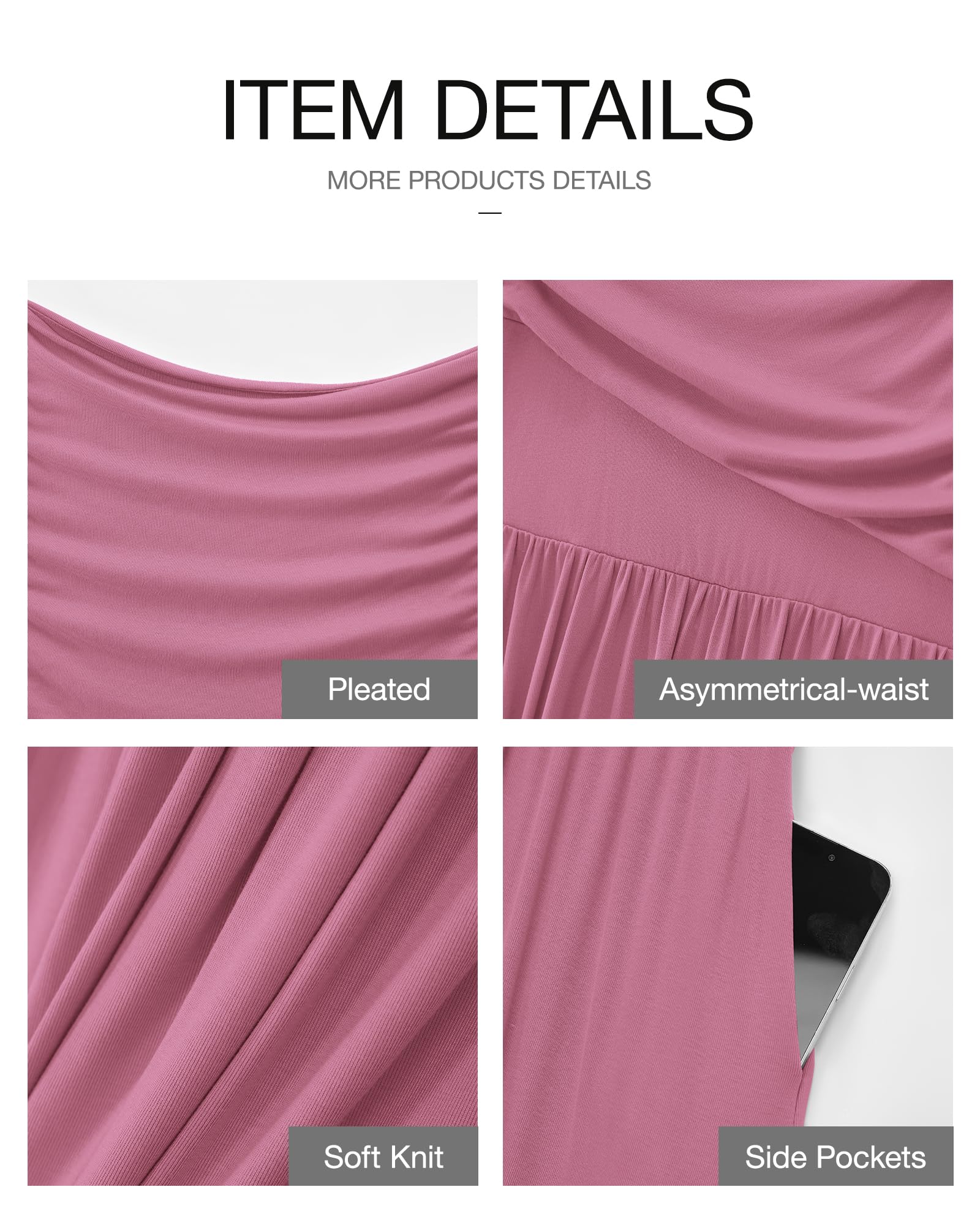 Foto 6 pulgar | Vestido Largo Btfbm Para Mujer 2025, Verano, Con Cuello De Barco Fruncido, Rosa - Venta Internacional.