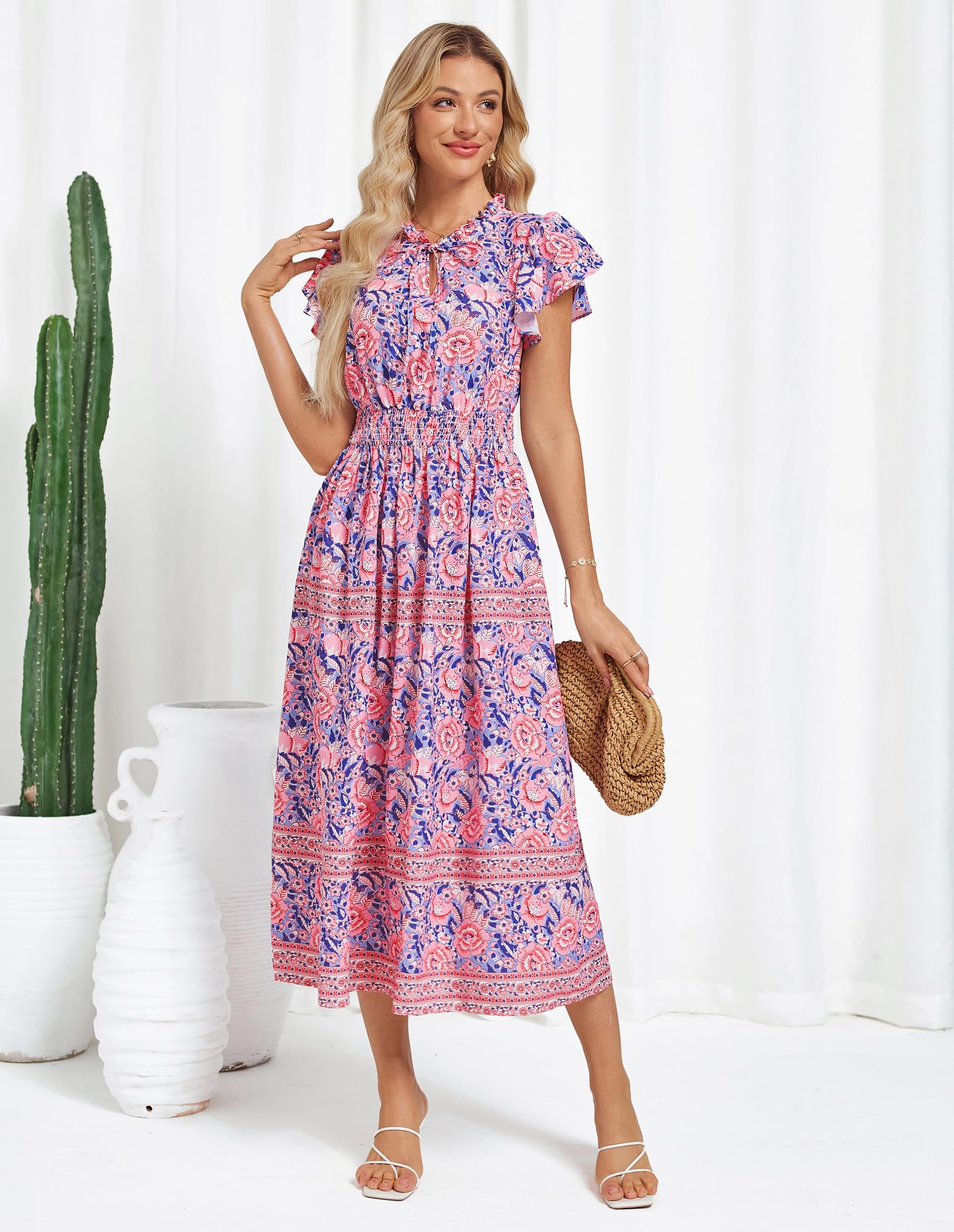Foto 2 | Vestido Hawaiano Grace Karin Con Estampado Floral En A, Manga Corta, Azul S - Venta Internacional.