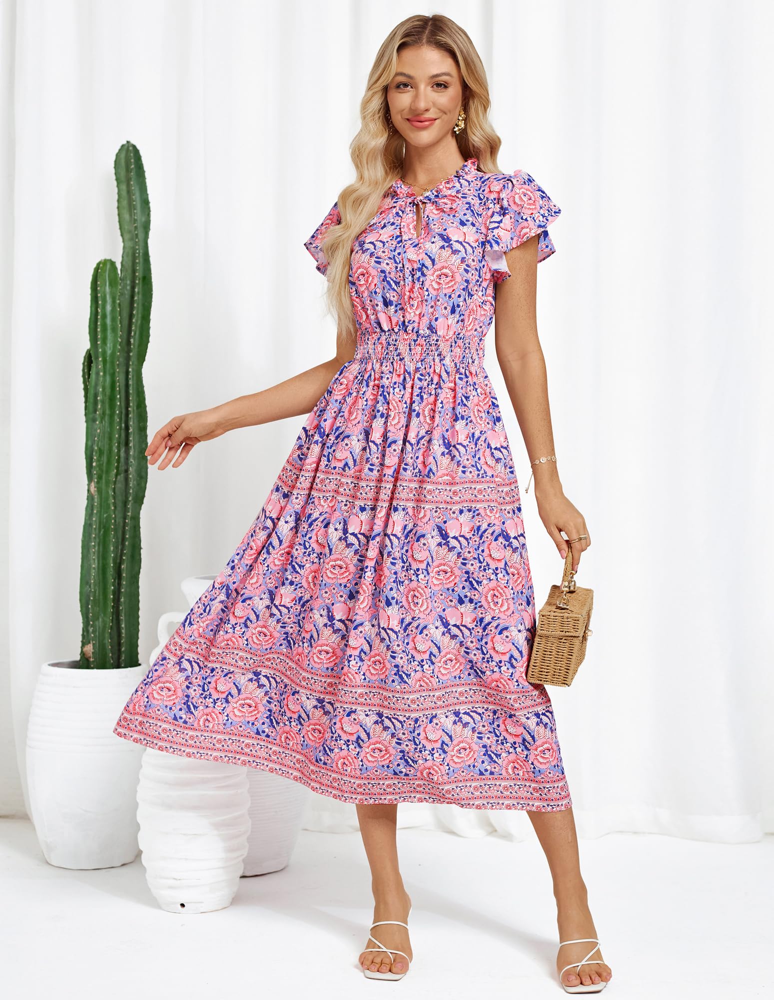 Foto 6 pulgar | Vestido Hawaiano Grace Karin Con Estampado Floral En A, Manga Corta, Azul S - Venta Internacional.