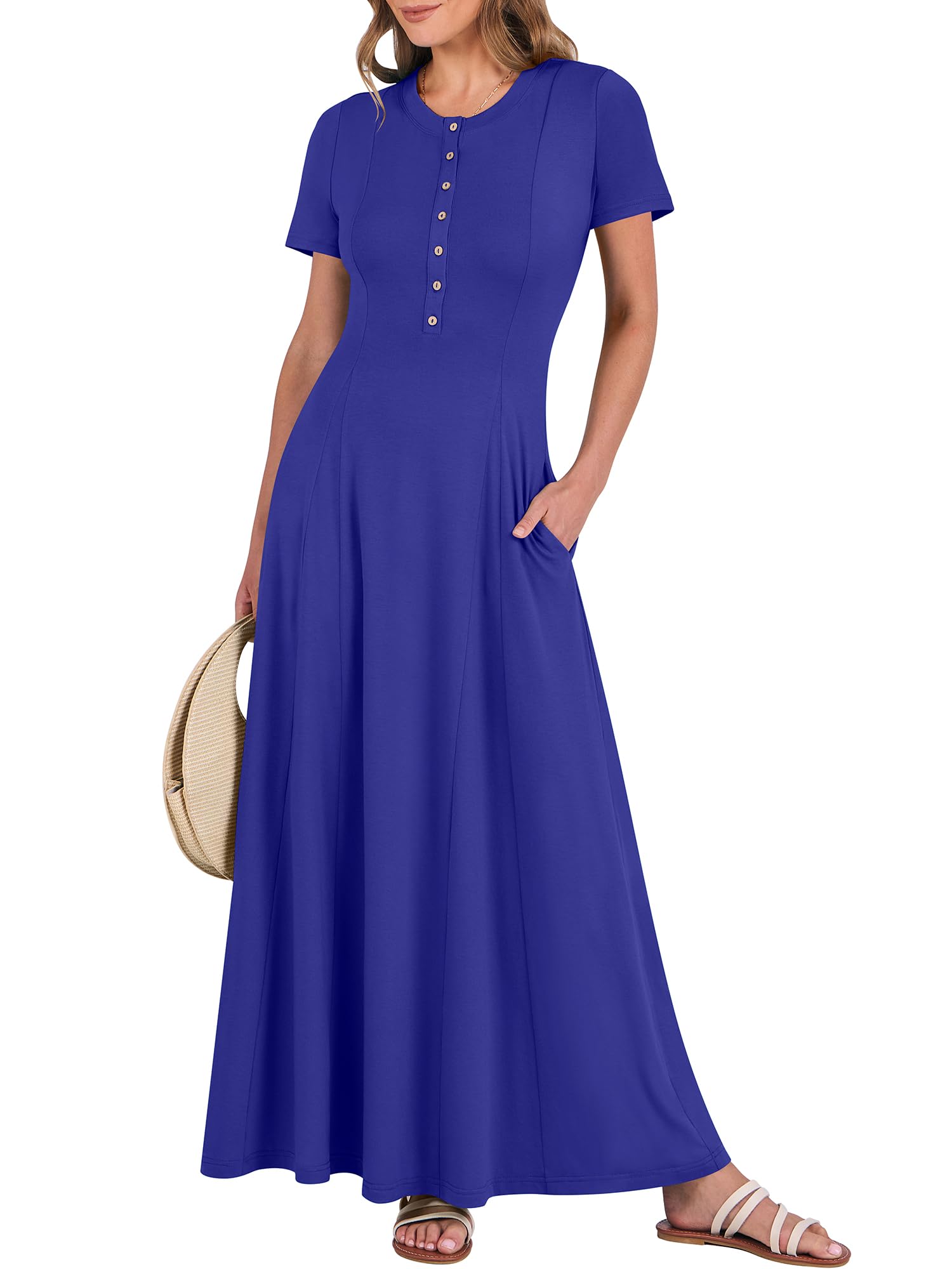 Foto 1 | Vestido Largo Anrabess Casual De Verano De Manga Corta Para Mujer - Venta Internacional.