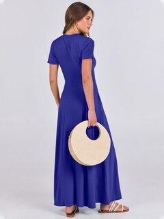 Foto 4 | Vestido Largo Anrabess Casual De Verano De Manga Corta Para Mujer - Venta Internacional.