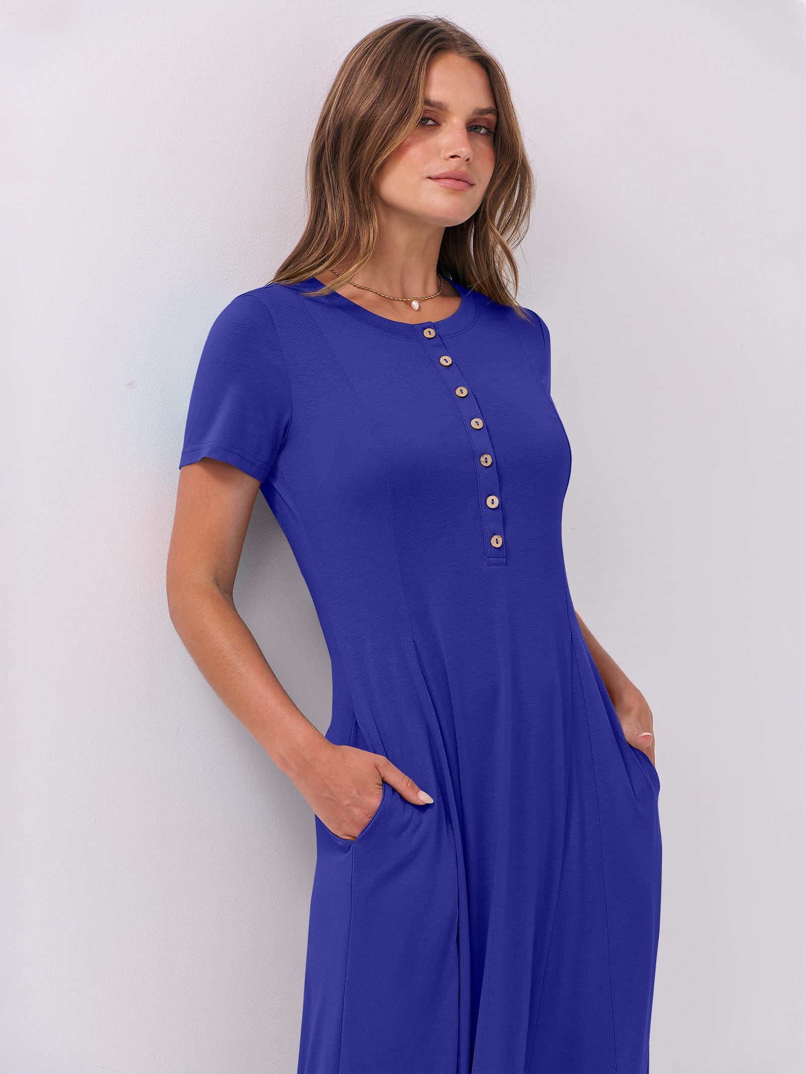 Foto 6 pulgar | Vestido Largo Anrabess Casual De Verano De Manga Corta Para Mujer - Venta Internacional.
