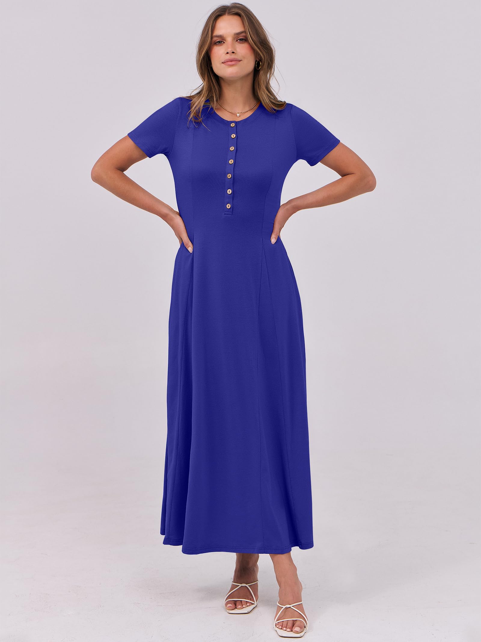 Foto 7 pulgar | Vestido Largo Anrabess Casual De Verano De Manga Corta Para Mujer - Venta Internacional.