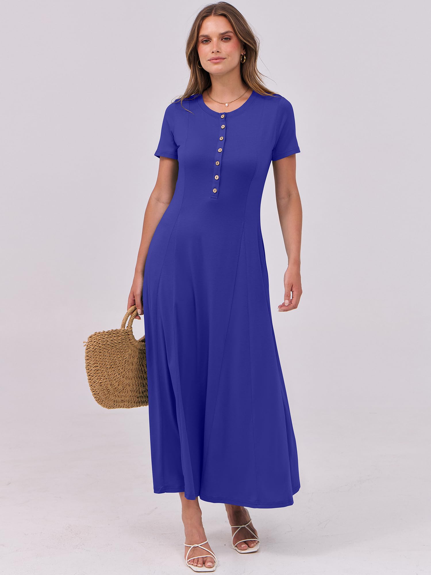 Foto 8 pulgar | Vestido Largo Anrabess Casual De Verano De Manga Corta Para Mujer - Venta Internacional.