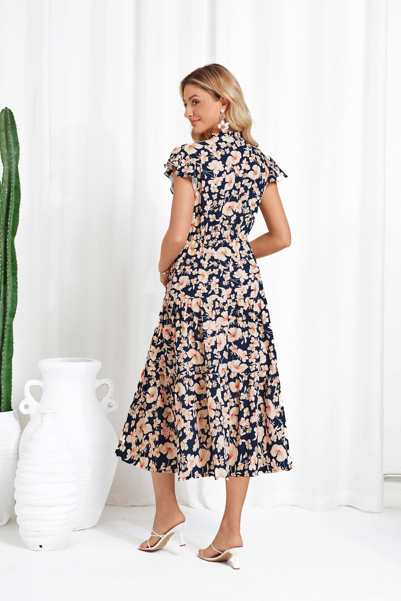 Foto 4 pulgar | Vestido Midi Grace Karin Floral Para Mujer, Casual Con Bolsillos - Venta Internacional.