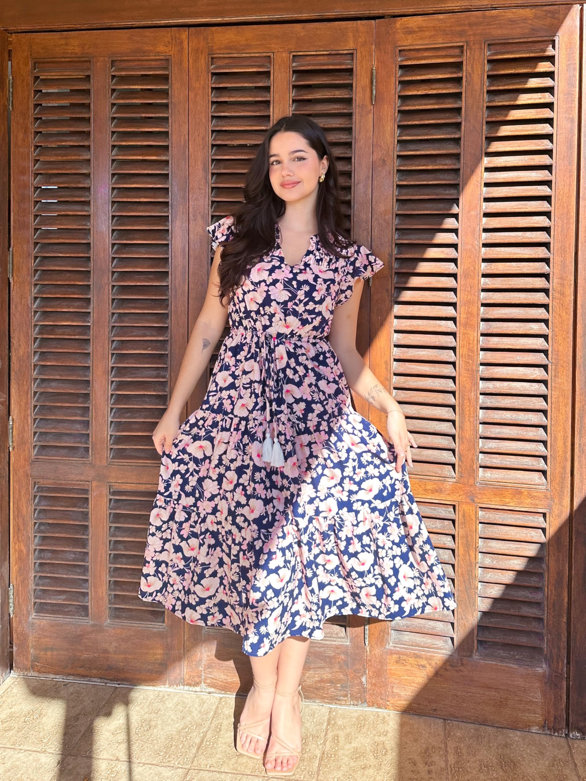 Foto 5 pulgar | Vestido Midi Grace Karin Floral Para Mujer, Casual Con Bolsillos - Venta Internacional.