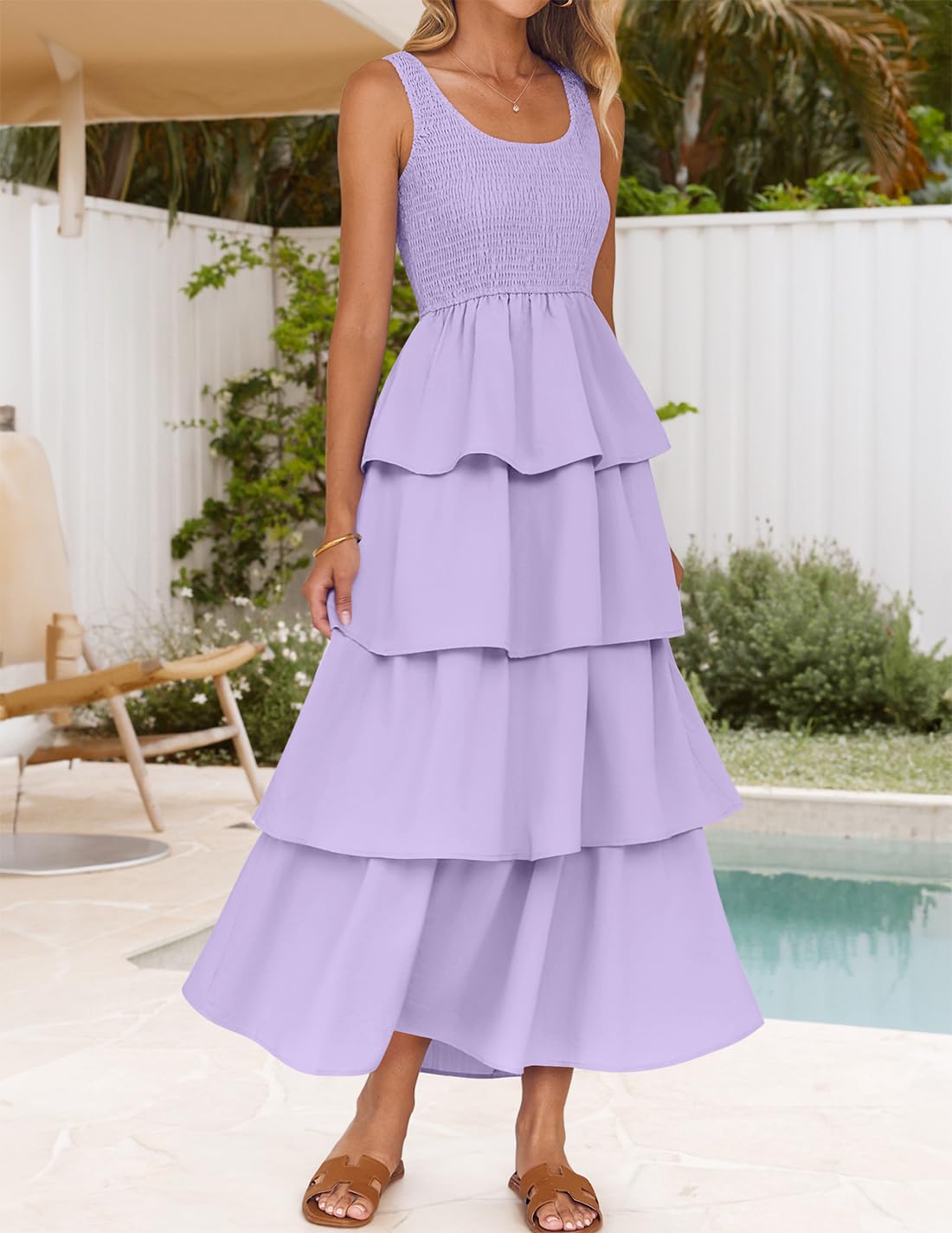 Foto 7 | Vestido Zesica 2025 Para Mujer, Bohemio, Sin Mangas, Midi, Morado - Venta Internacional.