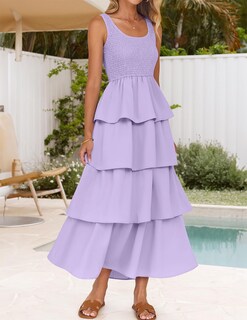 Foto 7 | Vestido Zesica 2025 Para Mujer, Bohemio, Sin Mangas, Midi, Morado - Venta Internacional.