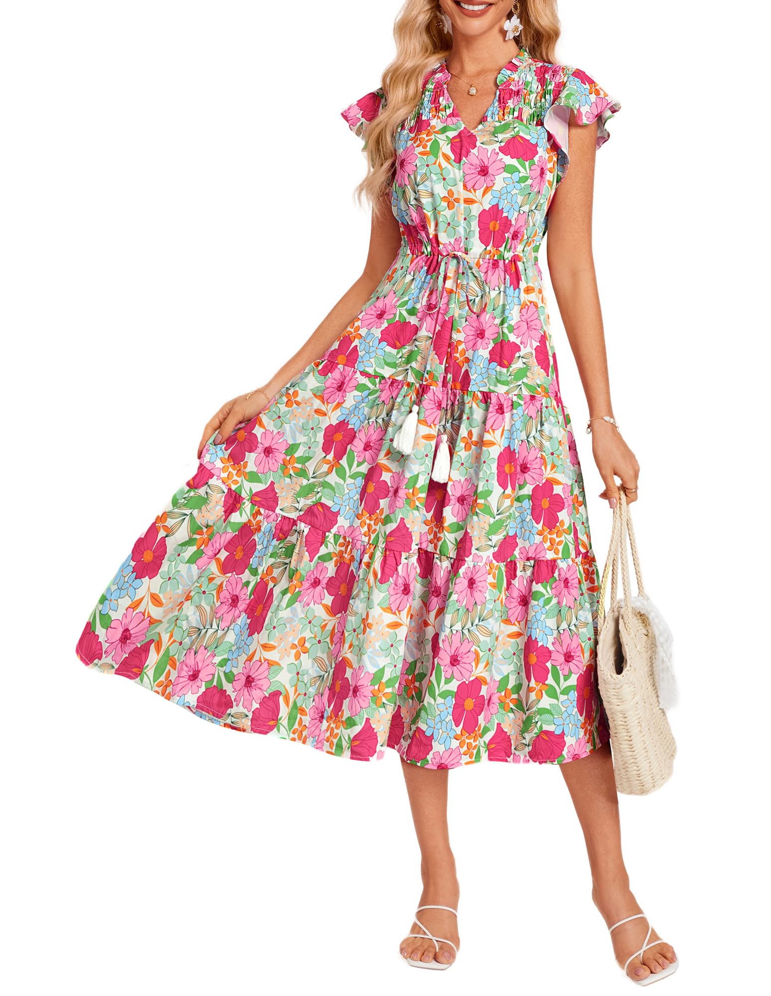 Foto 1 | Vestido Midi Grace Karin Con Estampado Floral De Manga Corta Para Mujer - Venta Internacional.