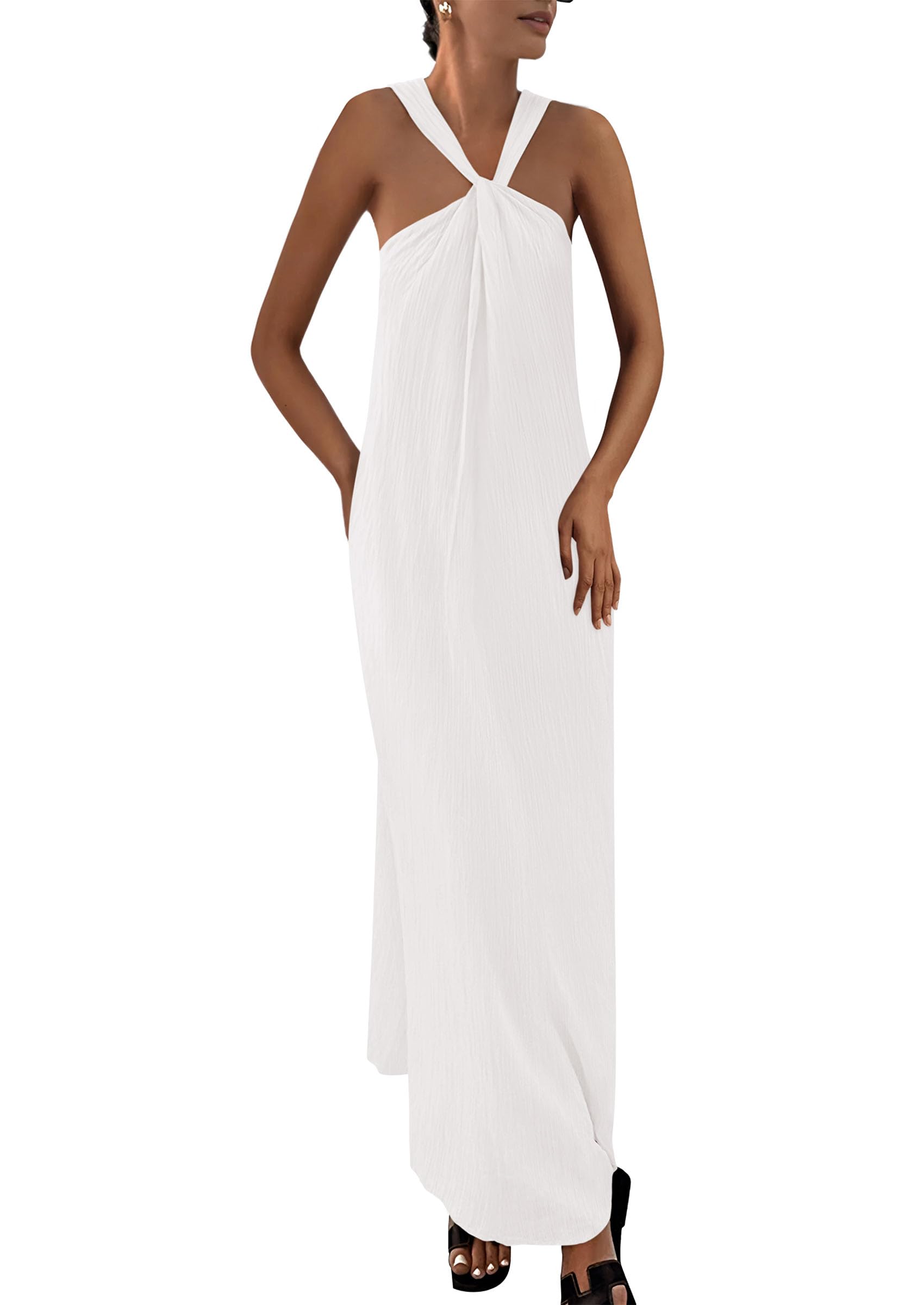 Vestido De Verano Prettygarden Para Mujer 2025 Con Tiras Holgadas, Blanco - Venta Internacional.