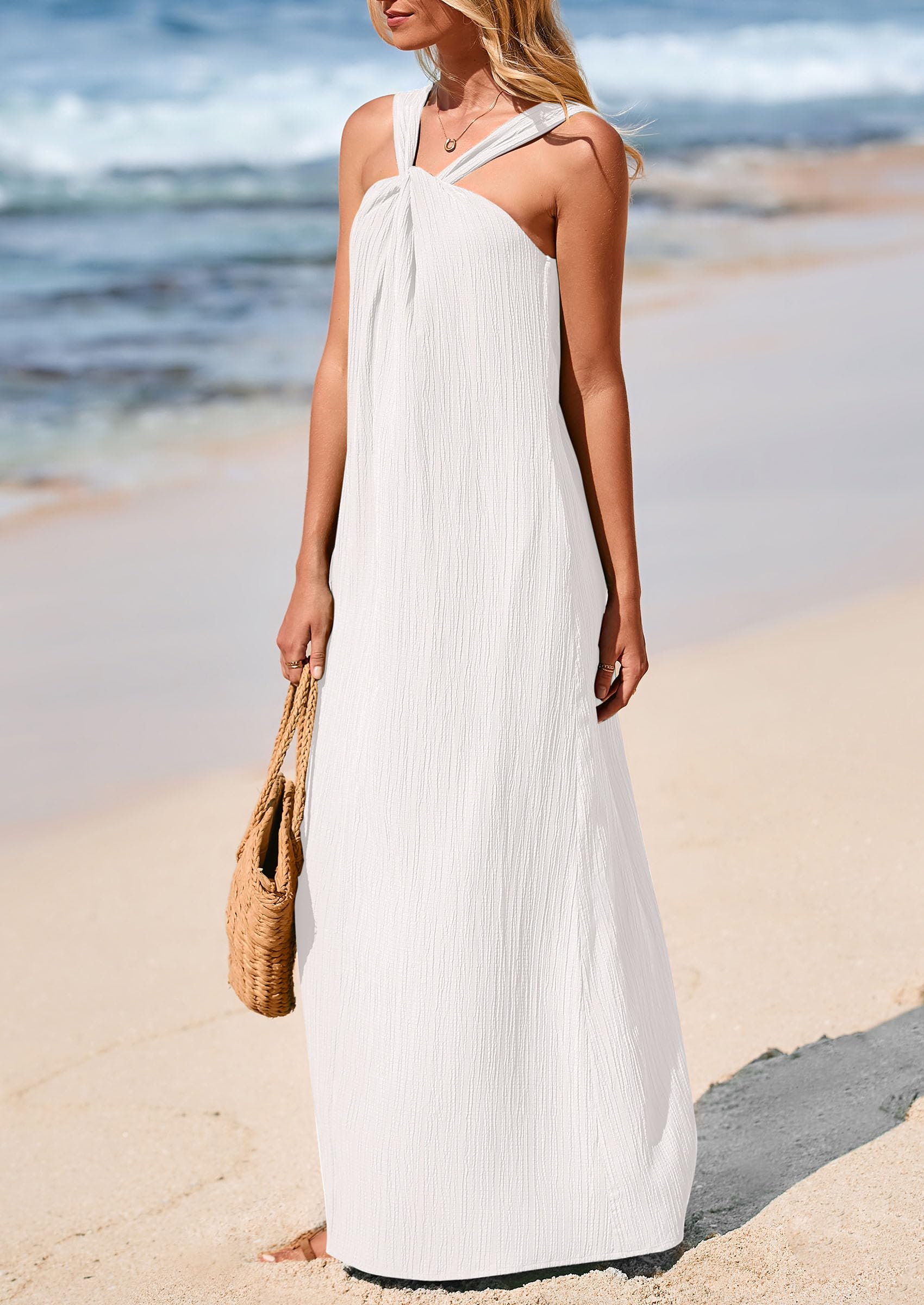 Foto 5 pulgar | Vestido De Verano Prettygarden Para Mujer 2025 Con Tiras Holgadas, Blanco - Venta Internacional.
