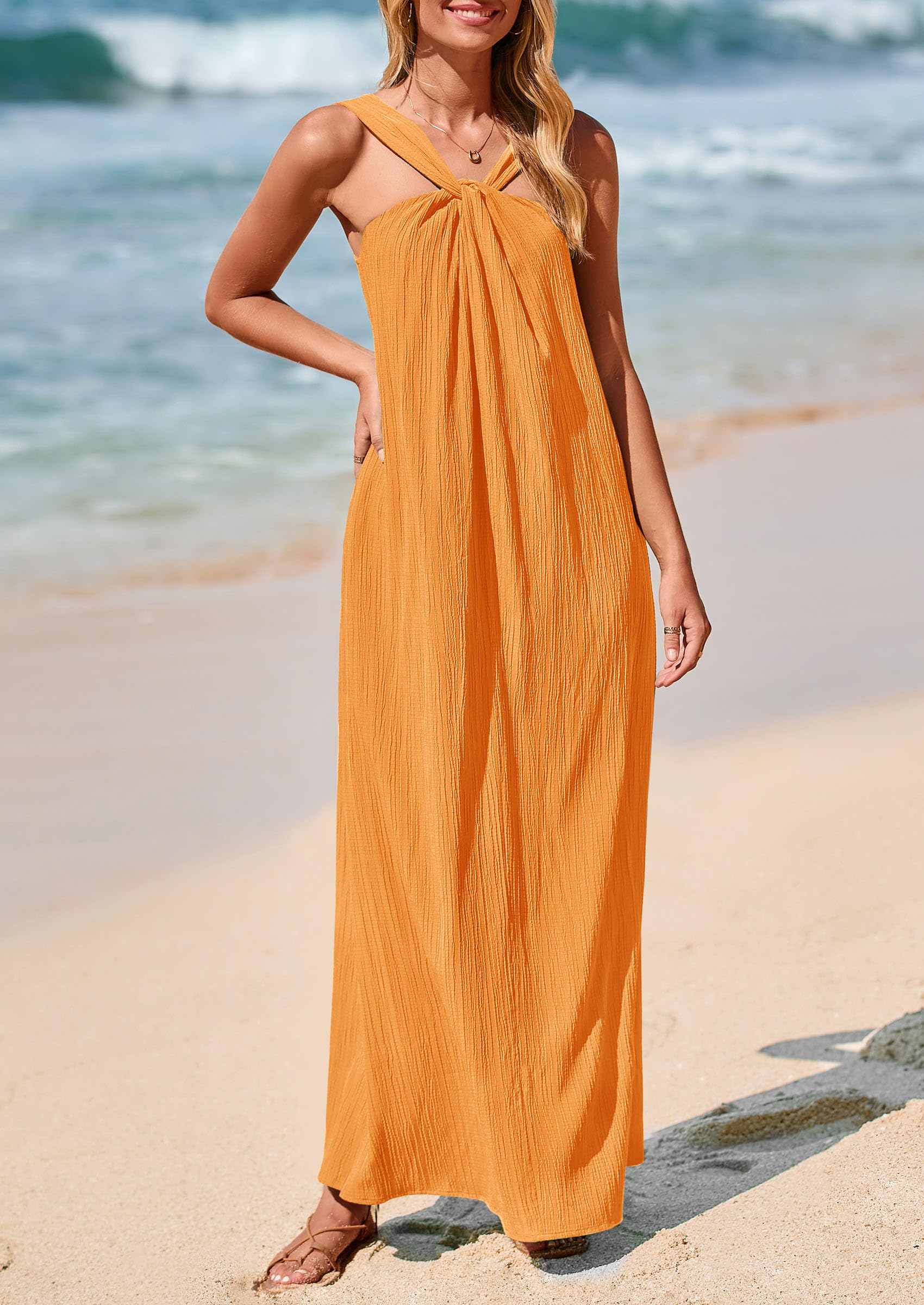 Foto 4 pulgar | Vestido De Verano Prettygarden 2025 Sin Mangas Con Tiras Sueltas Para Playa - Venta Internacional.