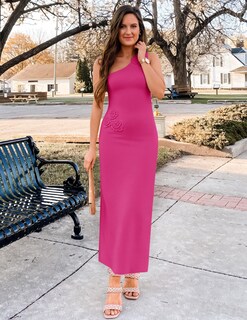 Foto 4 | Vestido Largo Zesica 2025 De Verano Con Estampado Floral De Un Solo Hombro Para Mujer - Venta Internacional.