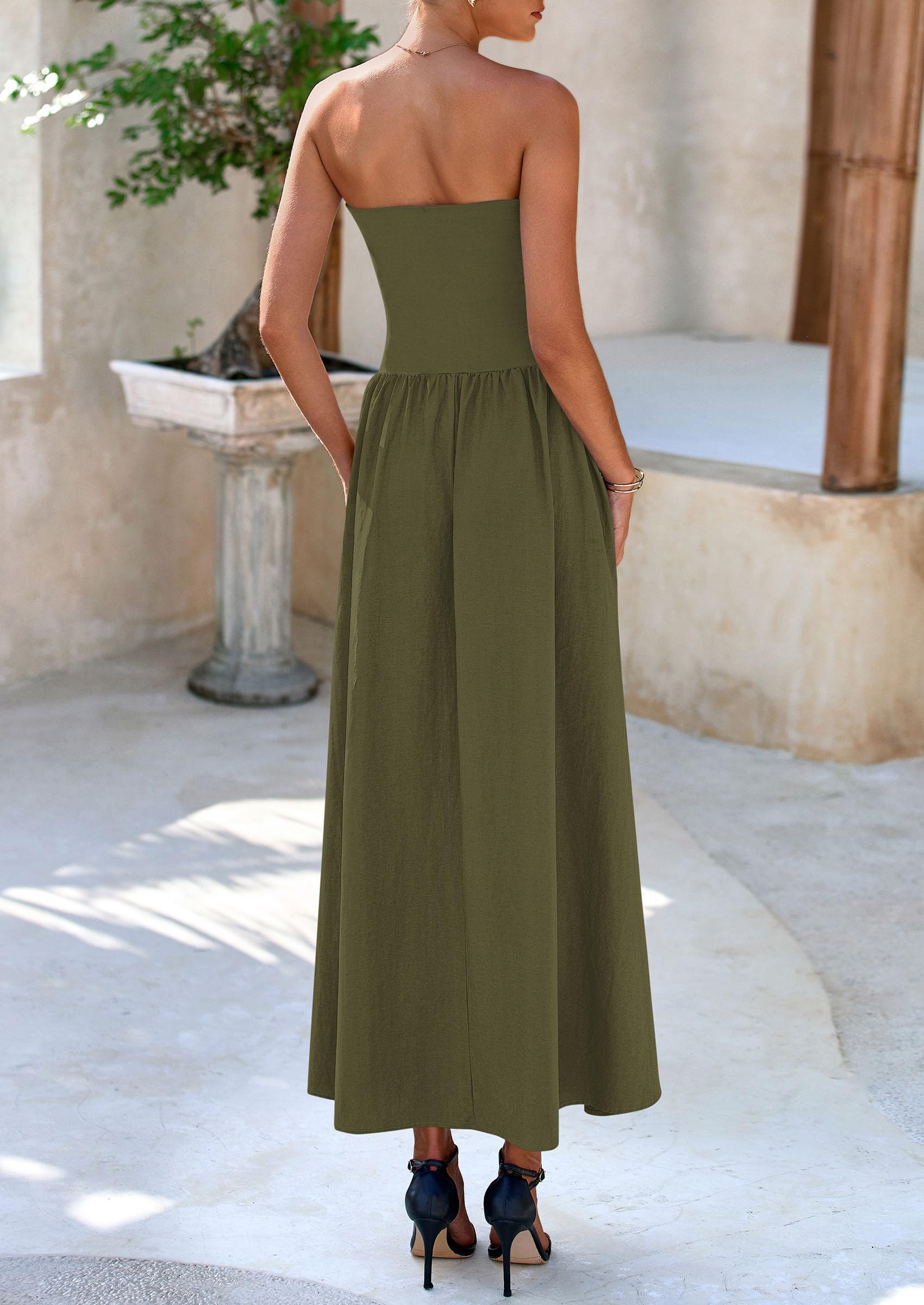 Foto 3 pulgar | Vestido Largo Prettygarden Para Mujer, Primavera 2025, Verde Militar - Venta Internacional.