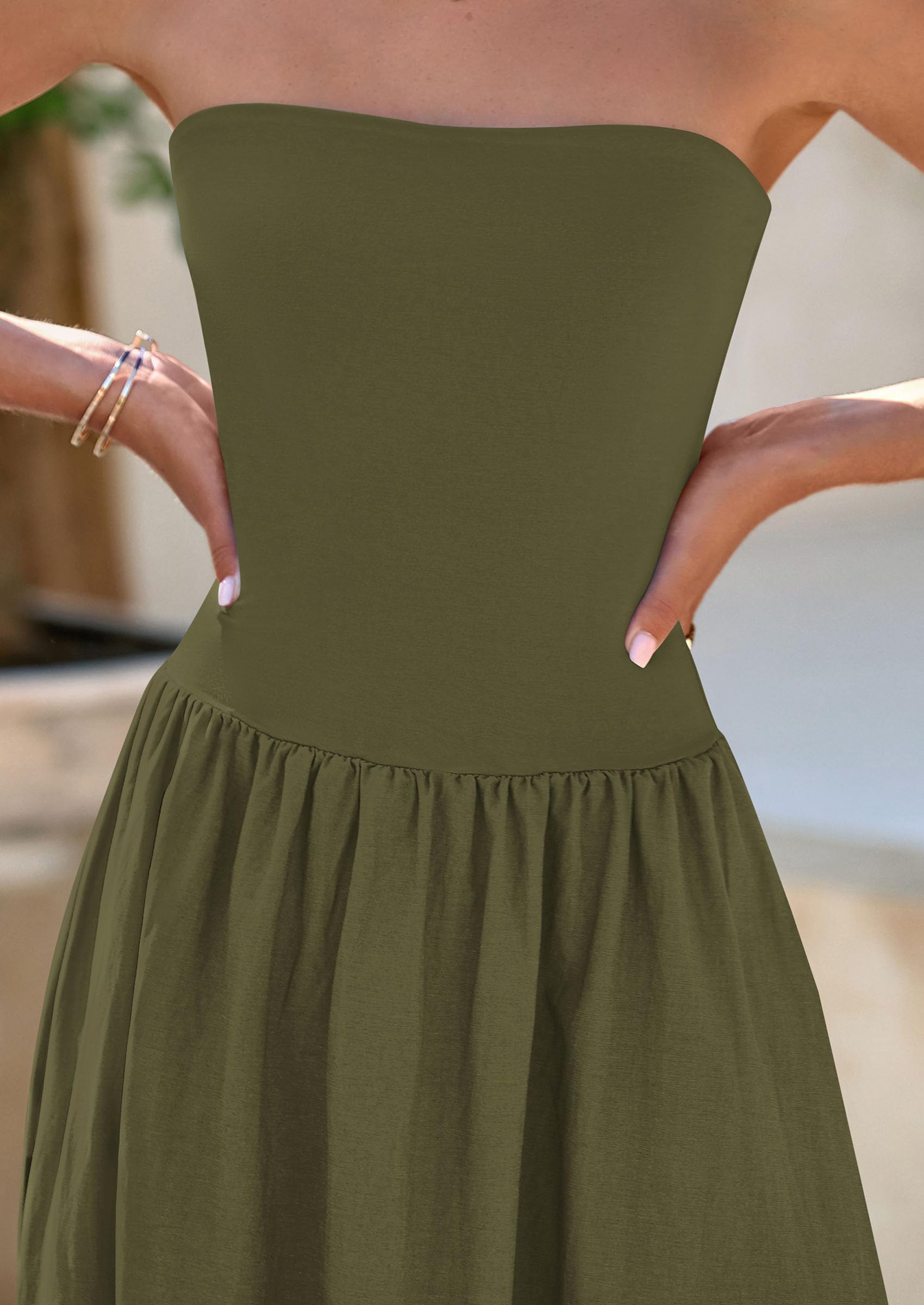 Foto 6 pulgar | Vestido Largo Prettygarden Para Mujer, Primavera 2025, Verde Militar - Venta Internacional.