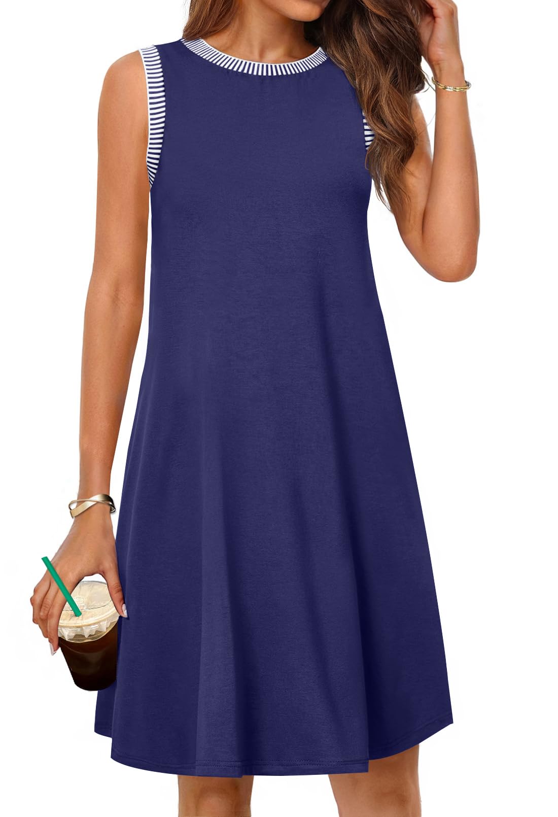 Foto 2 pulgar | Vestido Merokeety Para Mujer 2025, Verano, Primavera, Casual, Azul Marino - Venta Internacional.