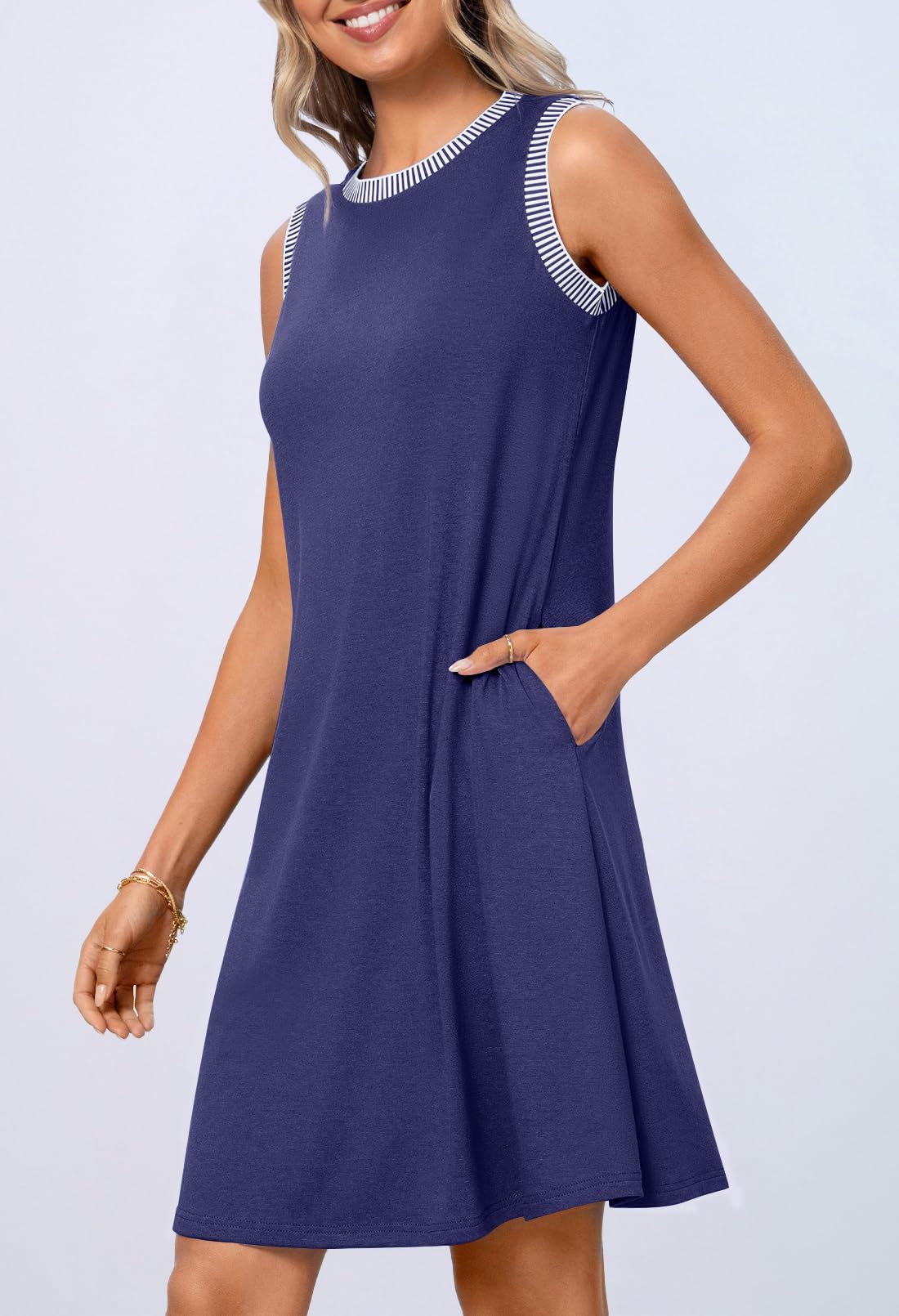 Foto 3 pulgar | Vestido Merokeety Para Mujer 2025, Verano, Primavera, Casual, Azul Marino - Venta Internacional.