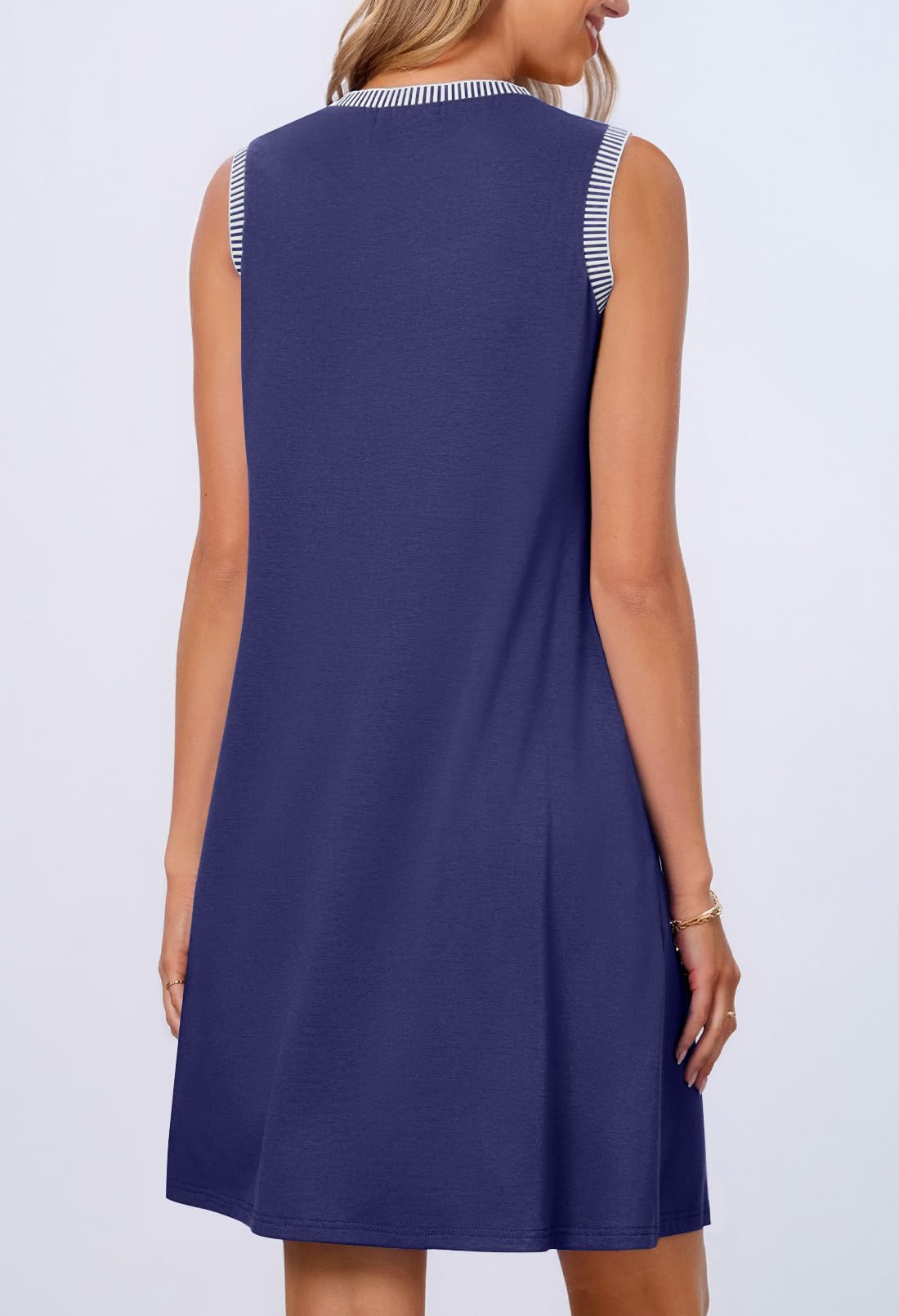 Foto 4 pulgar | Vestido Merokeety Para Mujer 2025, Verano, Primavera, Casual, Azul Marino - Venta Internacional.