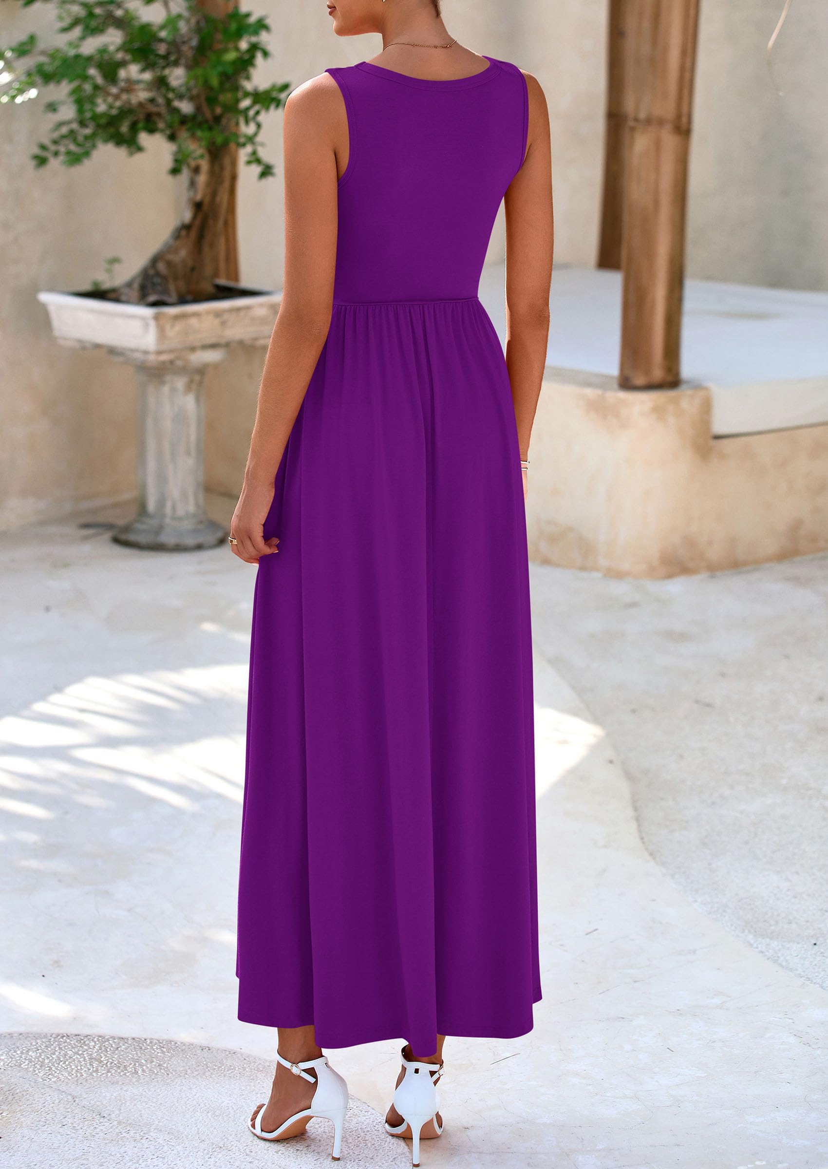 Foto 2 | Vestido Largo Prettygarden 2025 Sin Mangas Con Volantes Morados Para Mujer - Venta Internacional.
