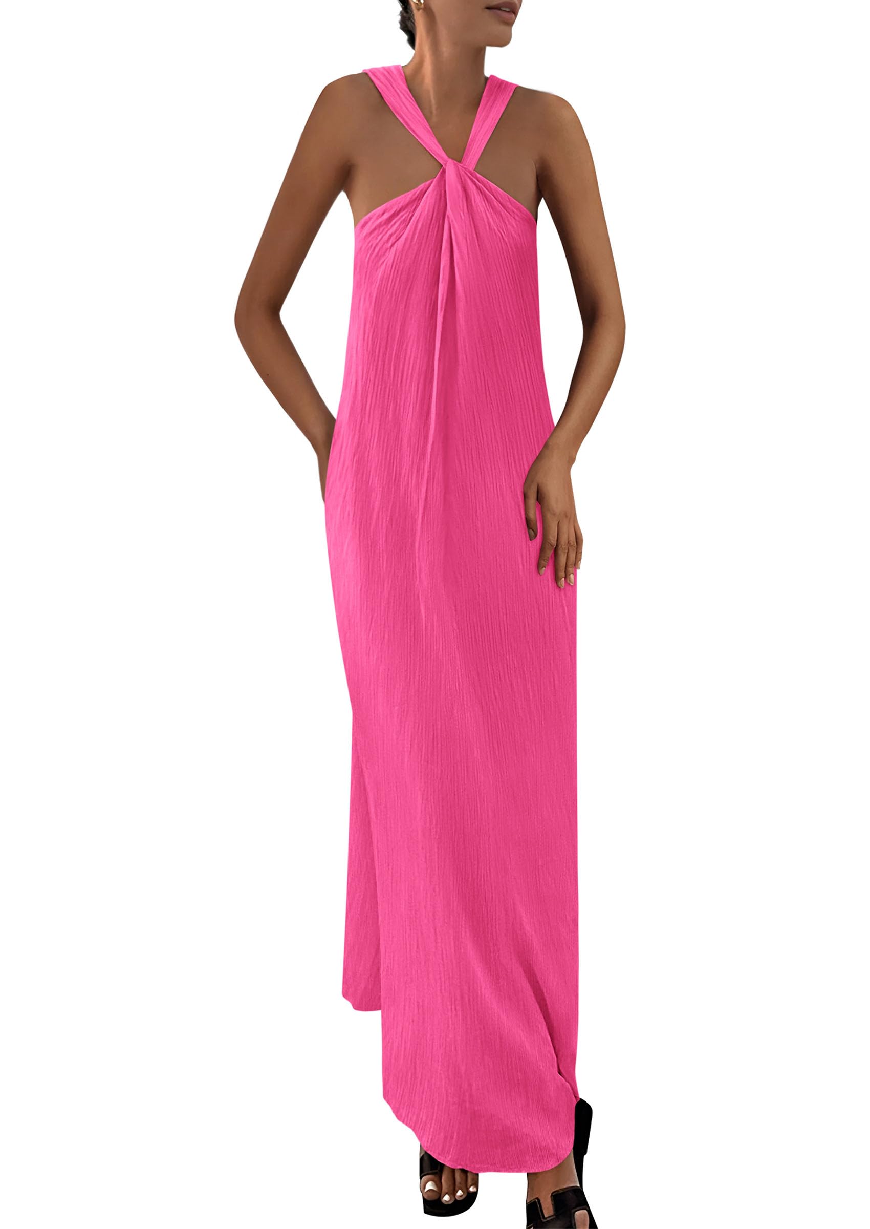 Foto 1 | Vestido De Verano Prettygarden Para Mujer 2025, Con Tiras Sueltas, Rosa - Venta Internacional.
