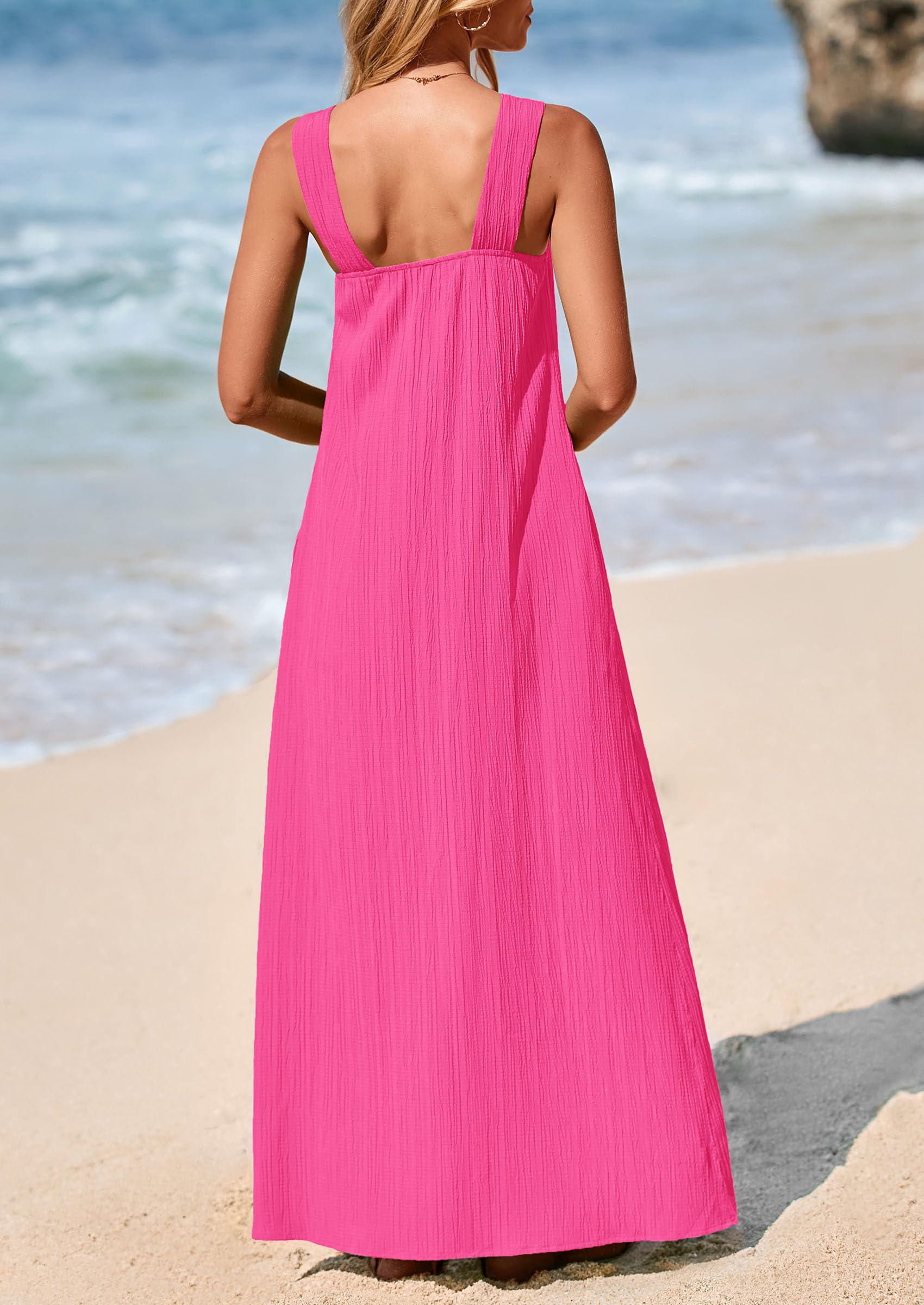 Foto 3 pulgar | Vestido De Verano Prettygarden Para Mujer 2025, Con Tiras Sueltas, Rosa - Venta Internacional.