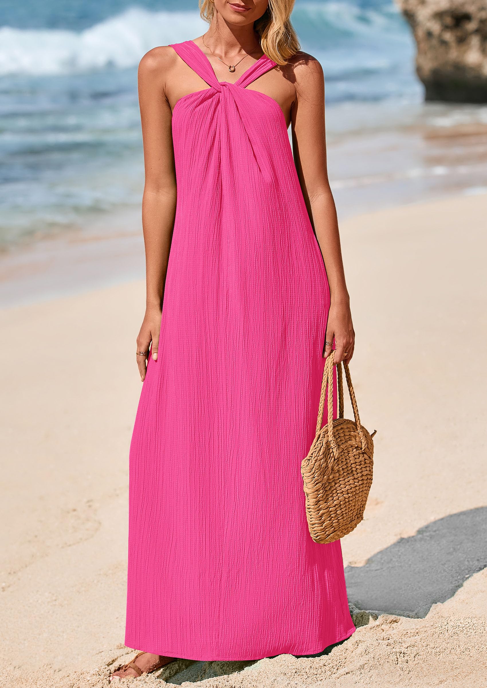 Foto 8 pulgar | Vestido De Verano Prettygarden Para Mujer 2025, Con Tiras Sueltas, Rosa - Venta Internacional.