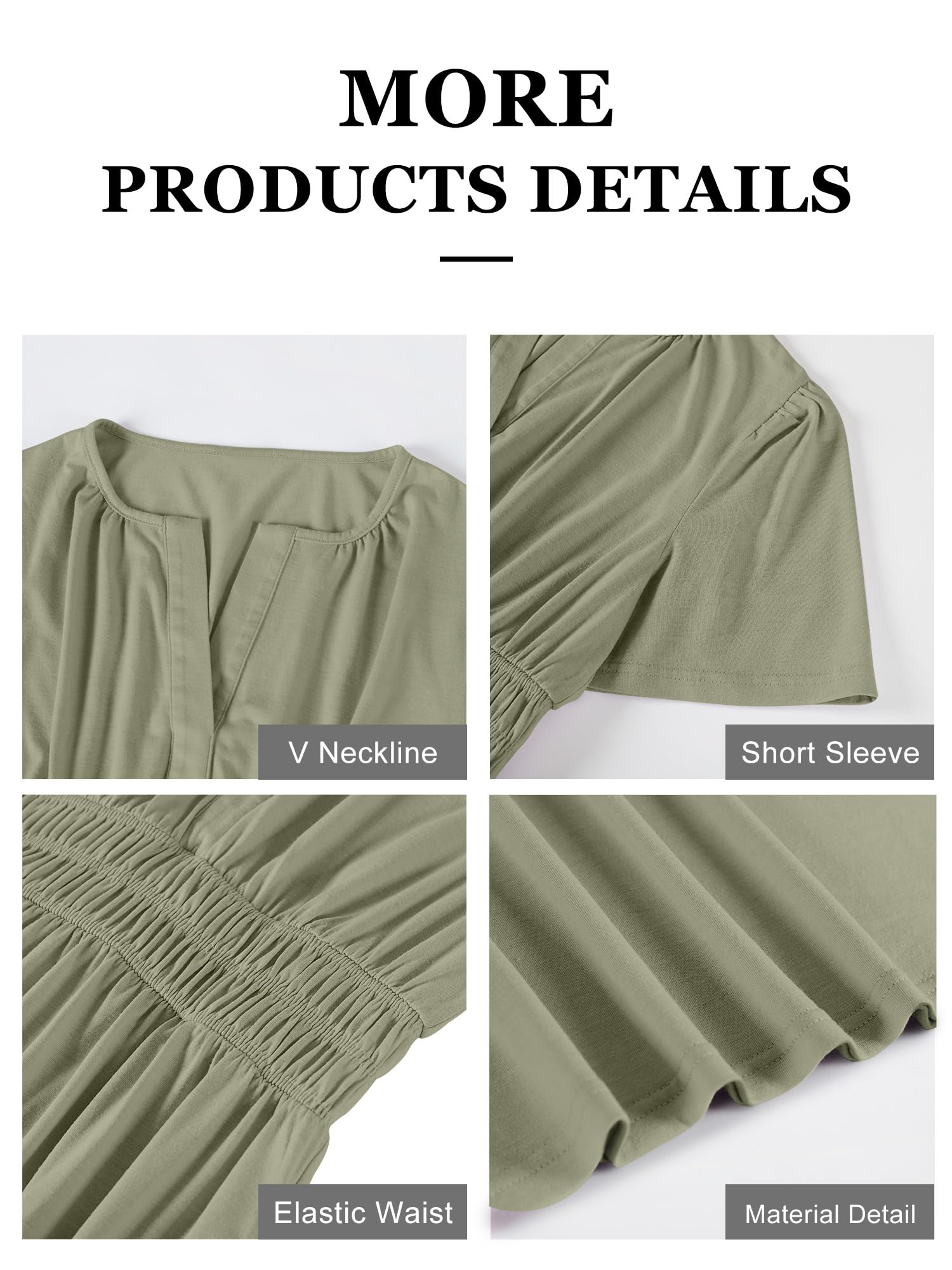 Foto 7 pulgar | Vestido Largo Anrabess De Verano Con Manga Corta Y Cuello En V Para Mujer - Venta Internacional.