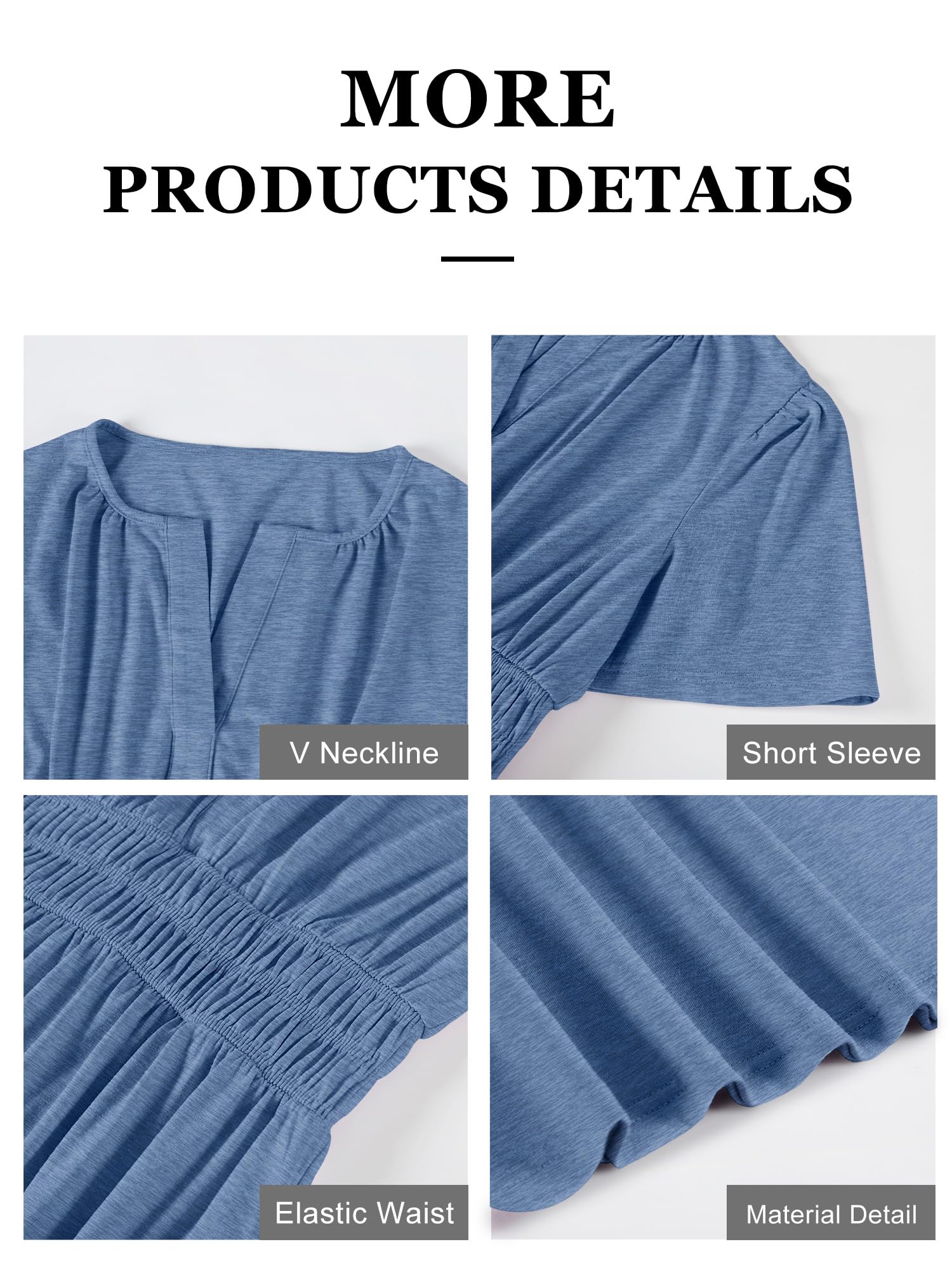 Foto 7 pulgar | Vestido Largo Anrabess De Verano Con Manga Corta Y Cuello En V Para Mujer - Venta Internacional.