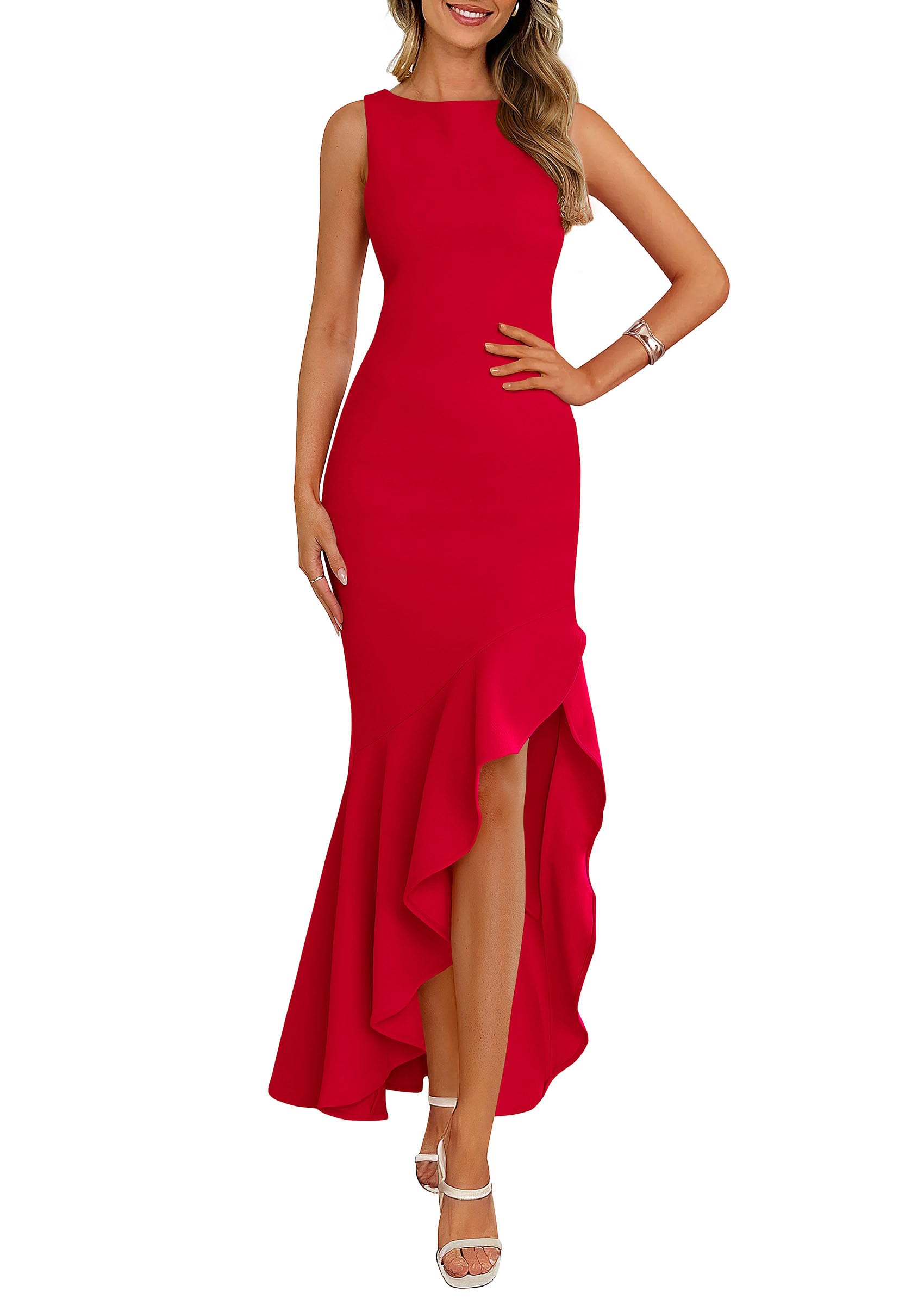 Foto 1 | Vestido Largo Prettygarden 2025 Sin Mangas Con Volantes Para Mujer - Venta Internacional.