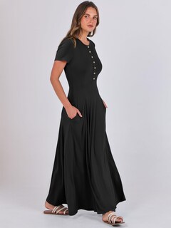 Foto 3 | Vestido Largo Anrabess Casual De Verano De Manga Corta Para Mujer - Venta Internacional.
