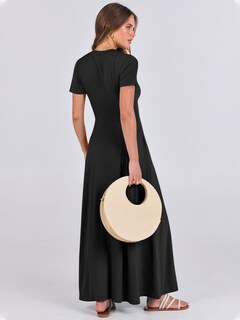 Foto 4 | Vestido Largo Anrabess Casual De Verano De Manga Corta Para Mujer - Venta Internacional.