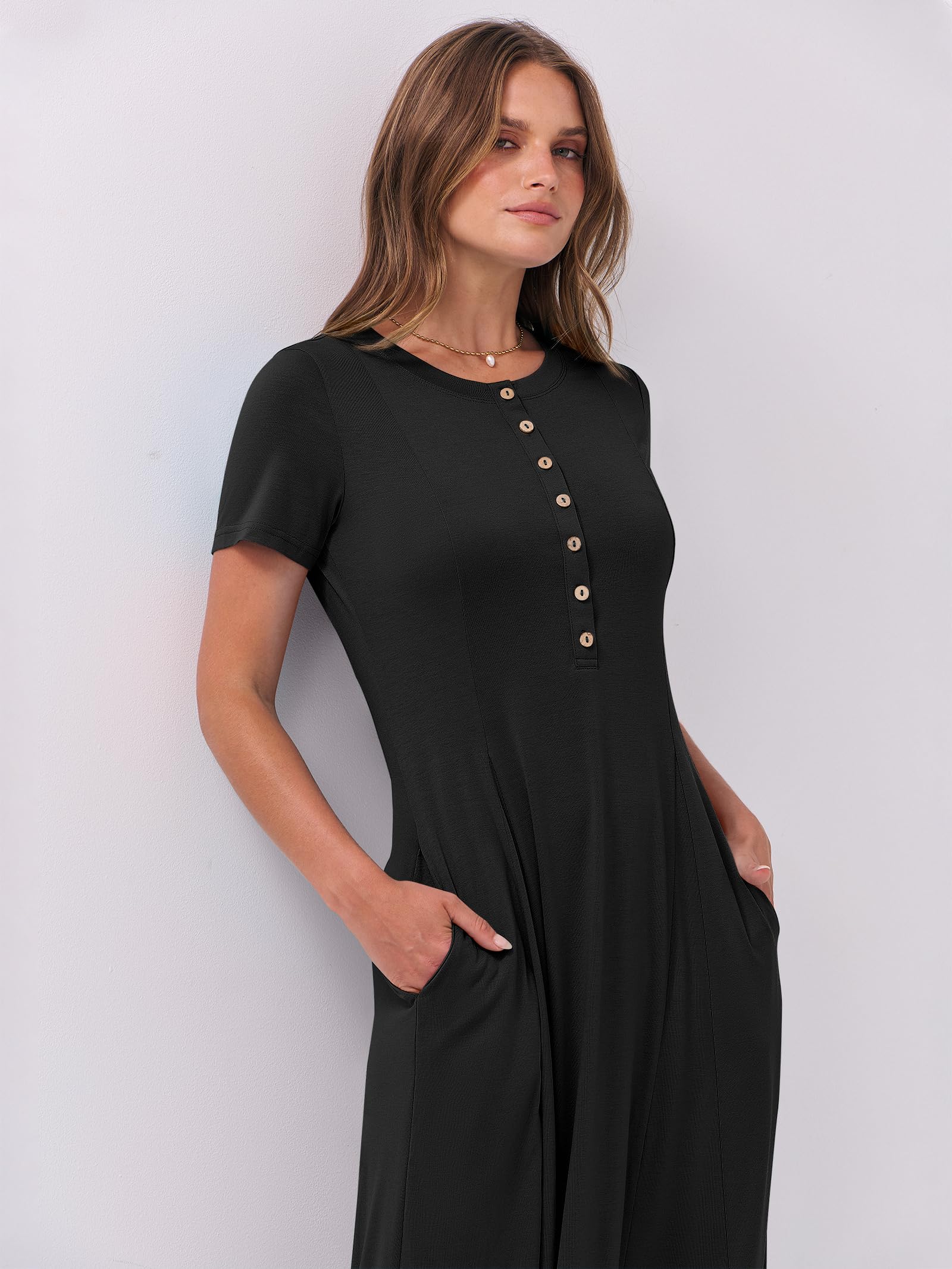Foto 6 pulgar | Vestido Largo Anrabess Casual De Verano De Manga Corta Para Mujer - Venta Internacional.