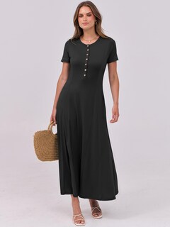 Foto 7 | Vestido Largo Anrabess Casual De Verano De Manga Corta Para Mujer - Venta Internacional.