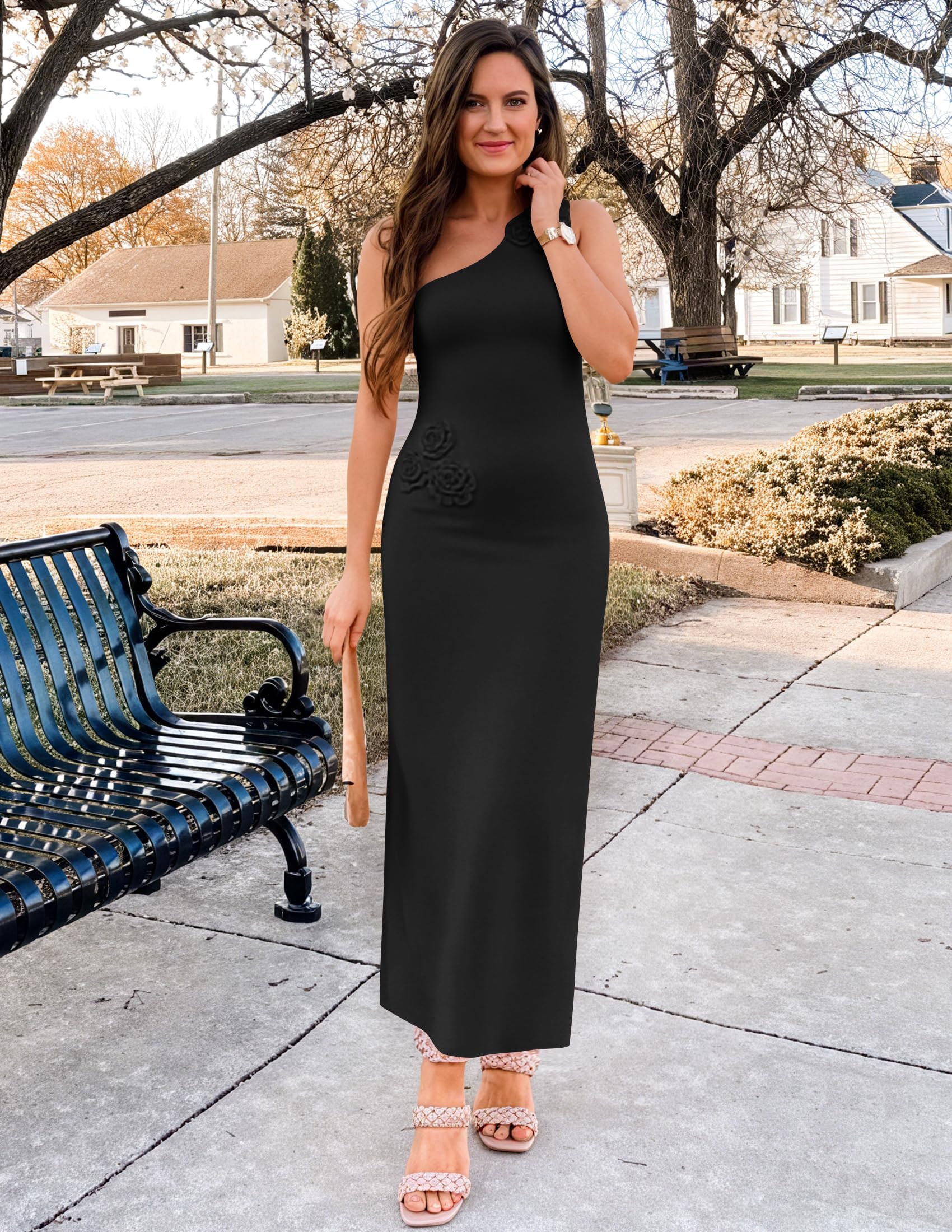 Foto 5 pulgar | Vestido Largo Zesica 2025 De Verano Con Un Solo Hombro Para Mujer - Venta Internacional.