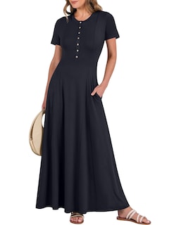 Foto 1 | Vestido Largo Anrabess Casual De Verano De Manga Corta Para Mujer - Venta Internacional.