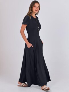 Foto 3 | Vestido Largo Anrabess Casual De Verano De Manga Corta Para Mujer - Venta Internacional.