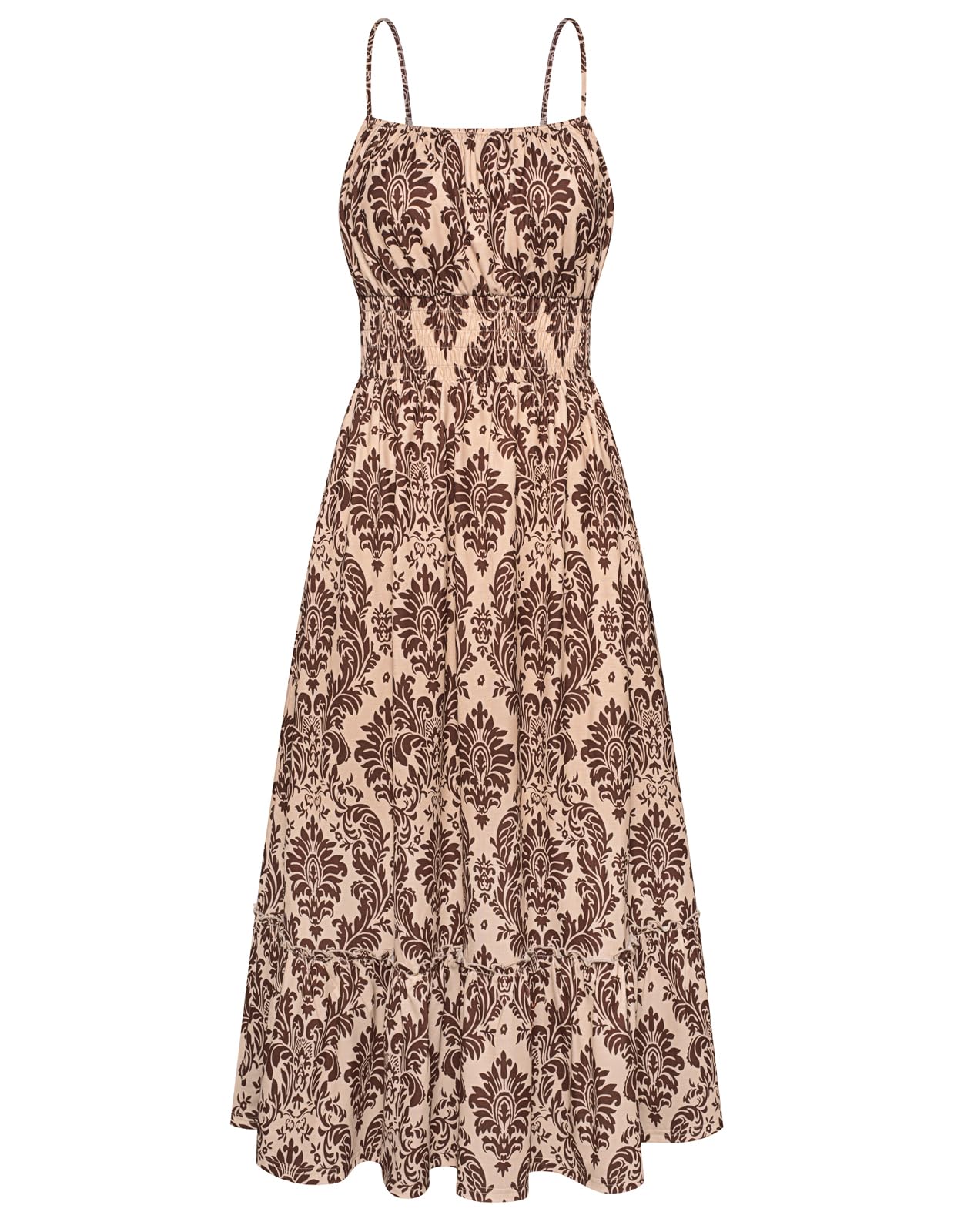 Foto 2 pulgar | Vestido Largo Grace Karin, Sin Mangas, Estampado Floral, Bohemio, Playa, Marrón M - Venta Internacional.
