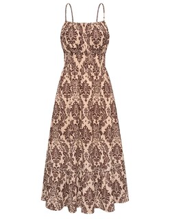 Foto 1 | Vestido Largo Grace Karin, Sin Mangas, Estampado Floral, Bohemio, Playa, Marrón M - Venta Internacional.