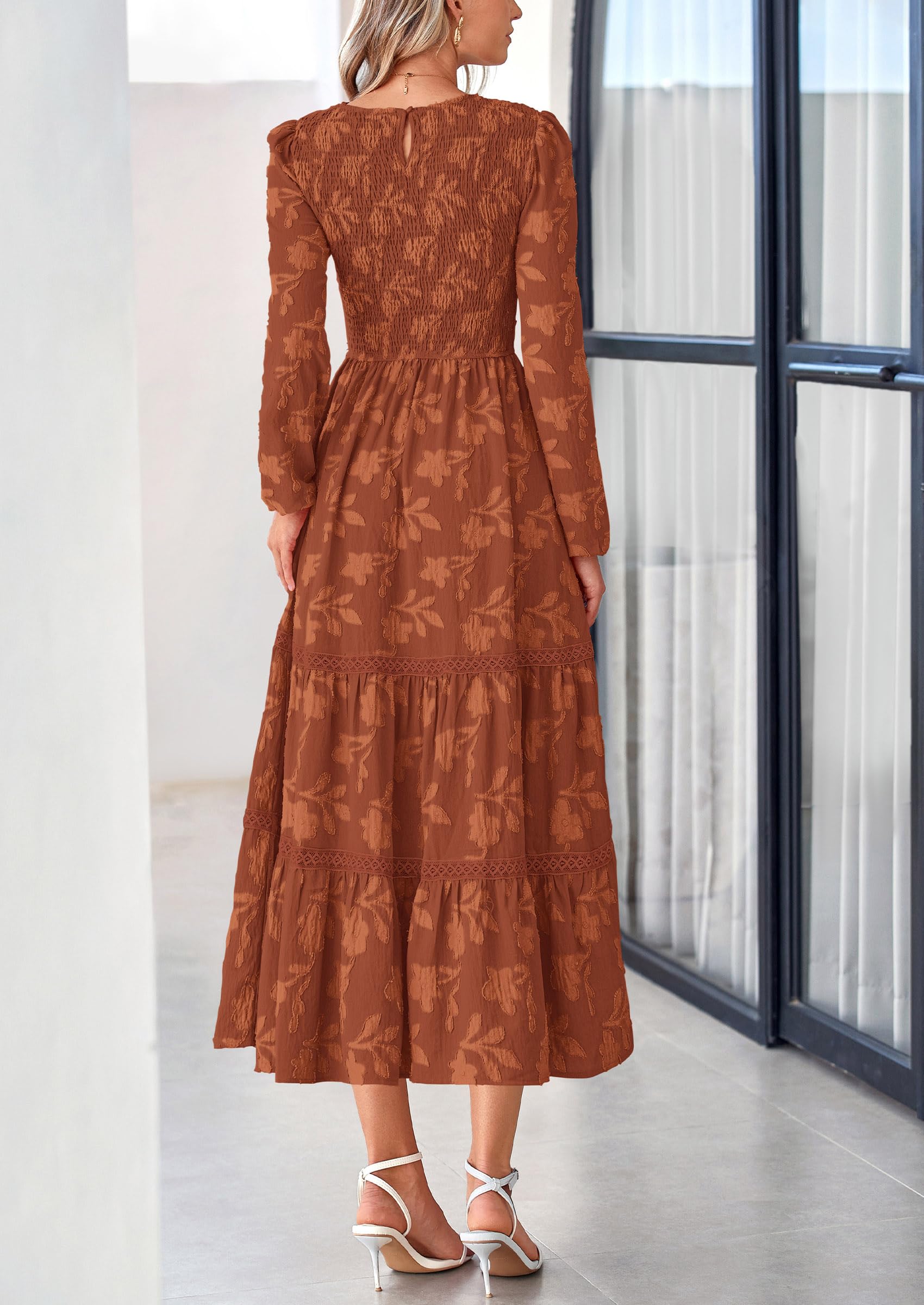 Foto 2 | Vestido Midi Prettygarden Para Mujer, Estampado Floral Fluido, Rojo - Venta Internacional.