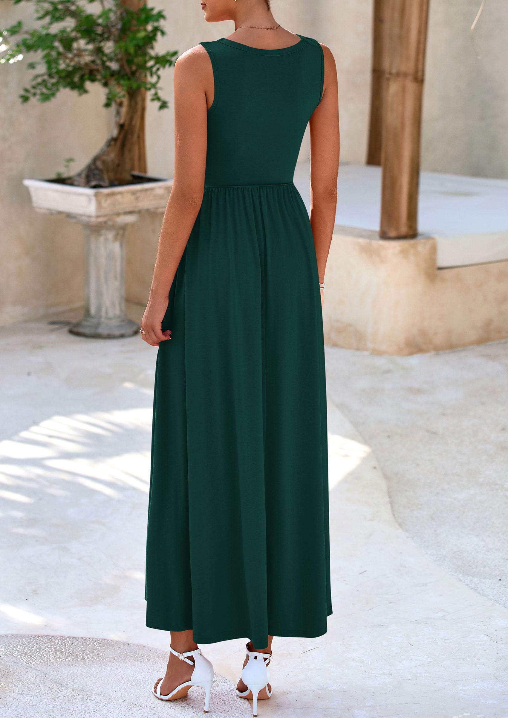 Foto 2 | Vestido Largo Prettygarden Para Mujer, Verano 2025, Con Volantes, Verde Oscuro - Venta Internacional.